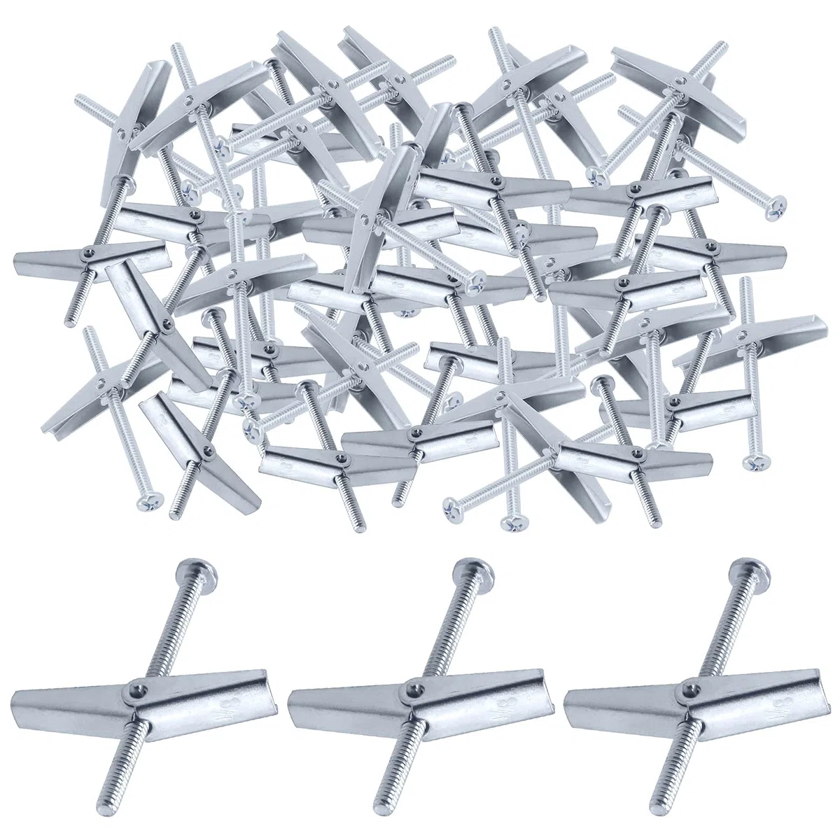 Glarks - 30 bulloni a levetta in acciaio zincato a testa tonda e dado ad ala per appendere oggetti pesanti su cartongesso (1/8'')