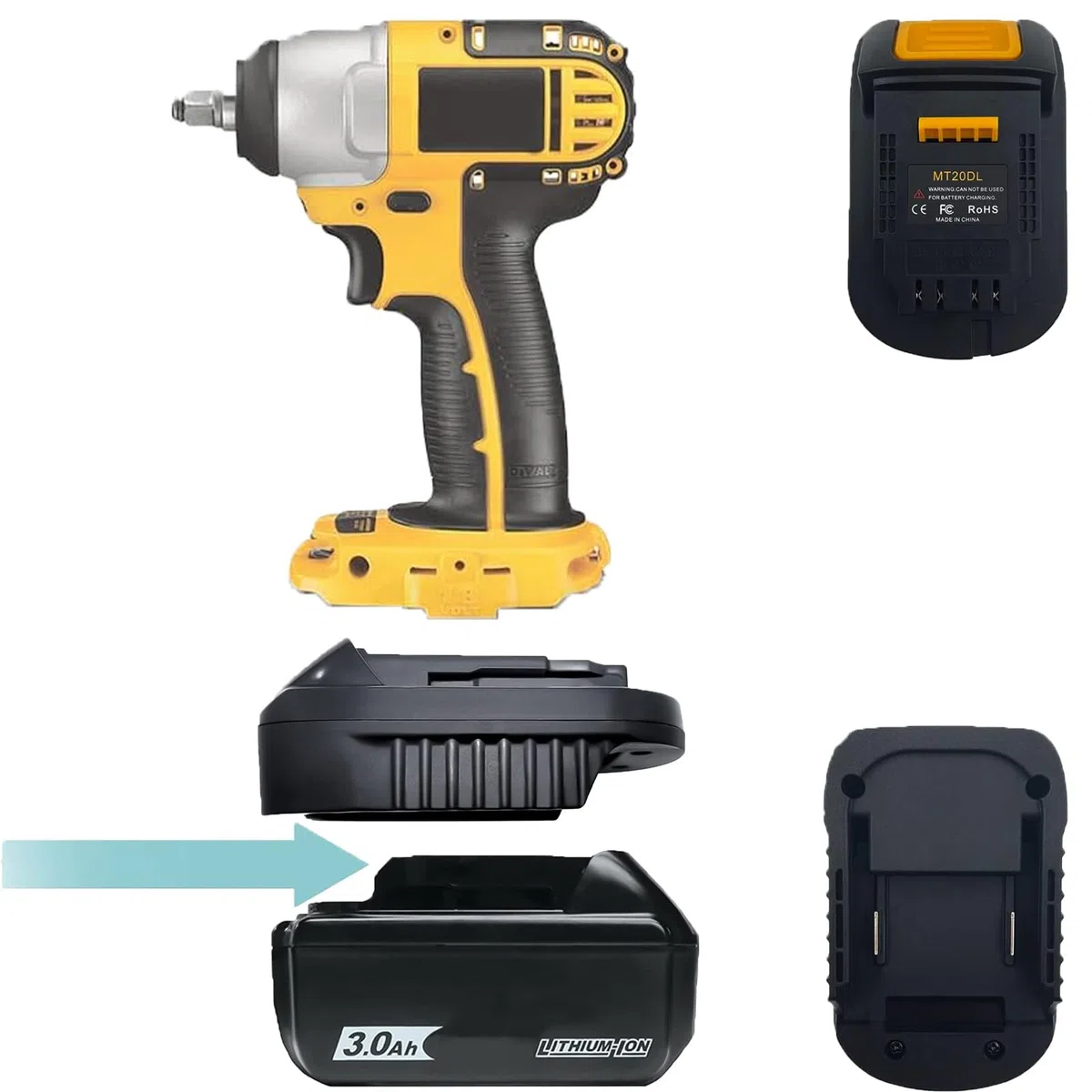 URUN MT20DL - Adattatore per batteria agli ioni di litio Makita 18 V per DeWalt 20 V, adatto per utensili elettrici DeWalt 18 V/20 V Max agli ioni di litio