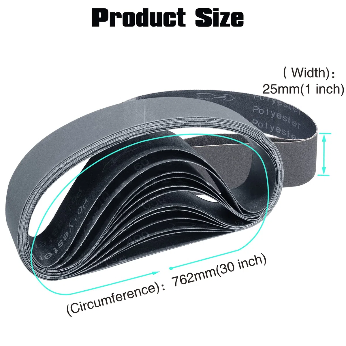 Nastri Abrasivi 25 X 762mm -12 Pezzi Carburo di Silicio Nastro Abrasivo 2 X 60/120/240/400/600/800 Grane Abrasivi al Carburo di Silicio ad Alte Prestazioni per la Lavorazione dei Metalli