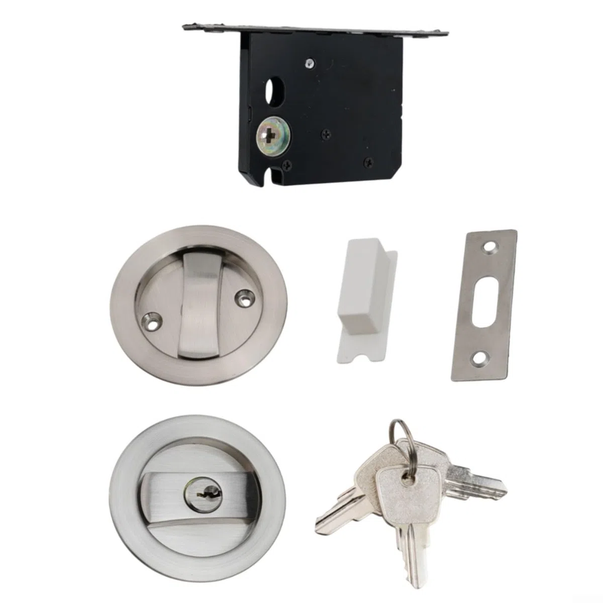 Kit hardware per serratura interna con gancio singolo sistema di blocco con 3 chiavi per porte scorrevoli porte da cucina porte balconi