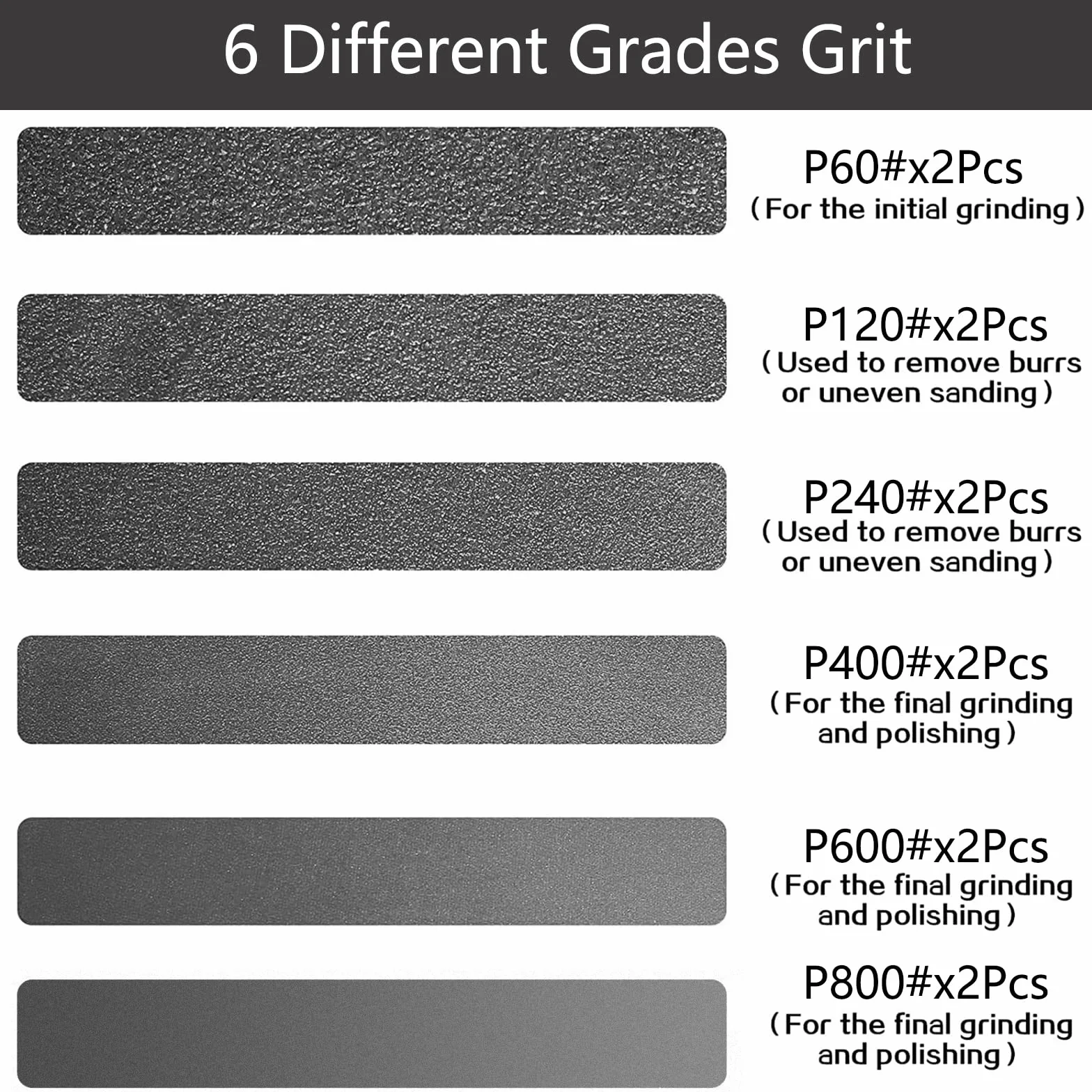Nastri Abrasivi 25 X 762mm -12 Pezzi Carburo di Silicio Nastro Abrasivo 2 X 60/120/240/400/600/800 Grane Abrasivi al Carburo di Silicio ad Alte Prestazioni per la Lavorazione dei Metalli