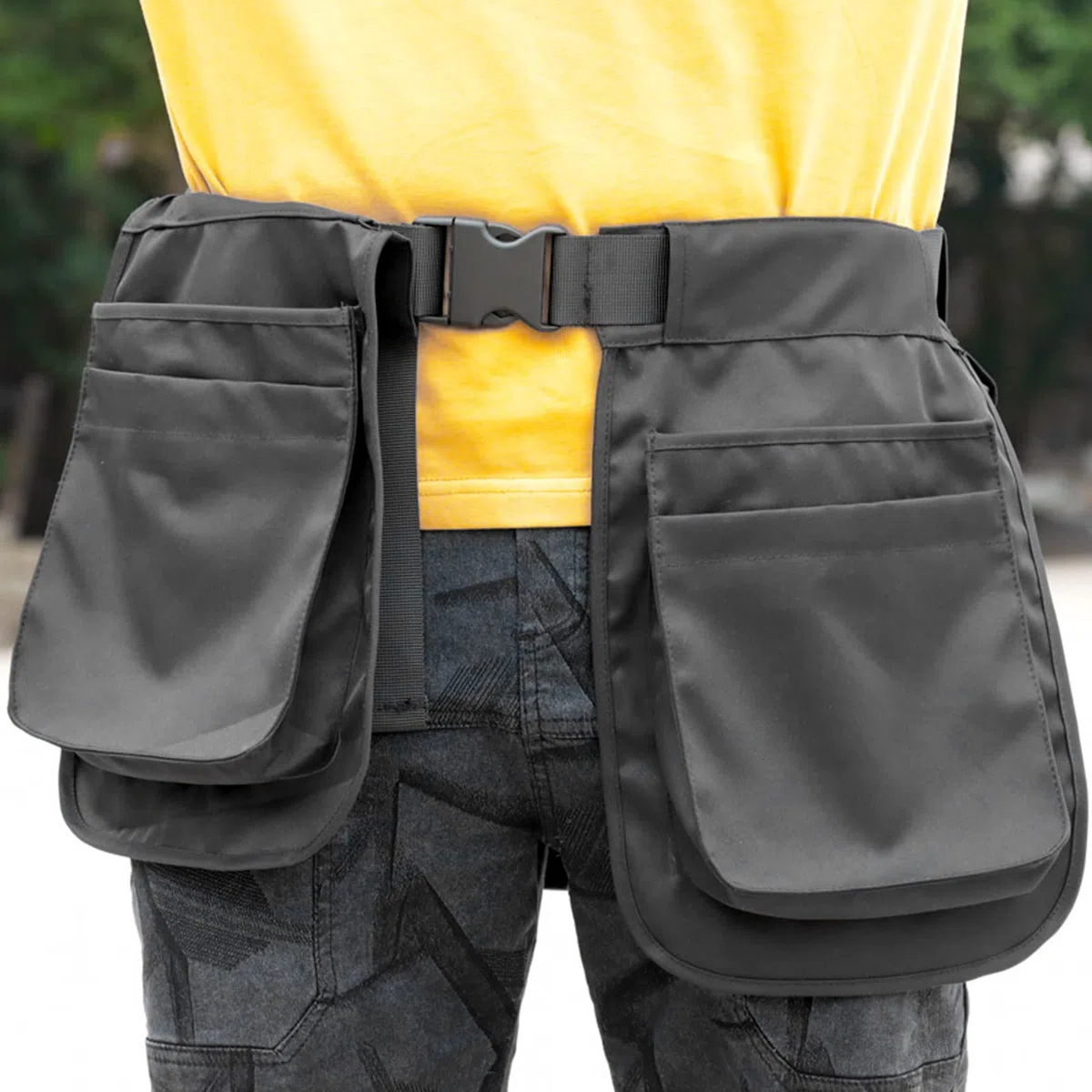 Borsa a grembiule in vita, con cintura in vita per attrezzi a più tasche con chiusura a zip, cintura multiuso regolabile per giardinaggio, escursioni e attività all’aperto