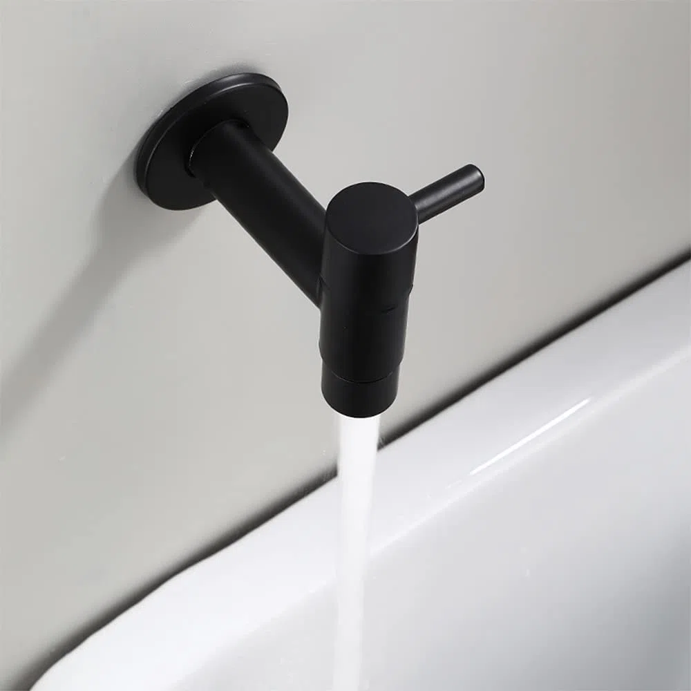 Rubinetto Nero, Rubinetto Giardino, Rubinetto in Acciaio Inox, Rubinetto a Parete Per Bagno Forte E Robusto per Bagno, Lavabo, Balcone, Cucina