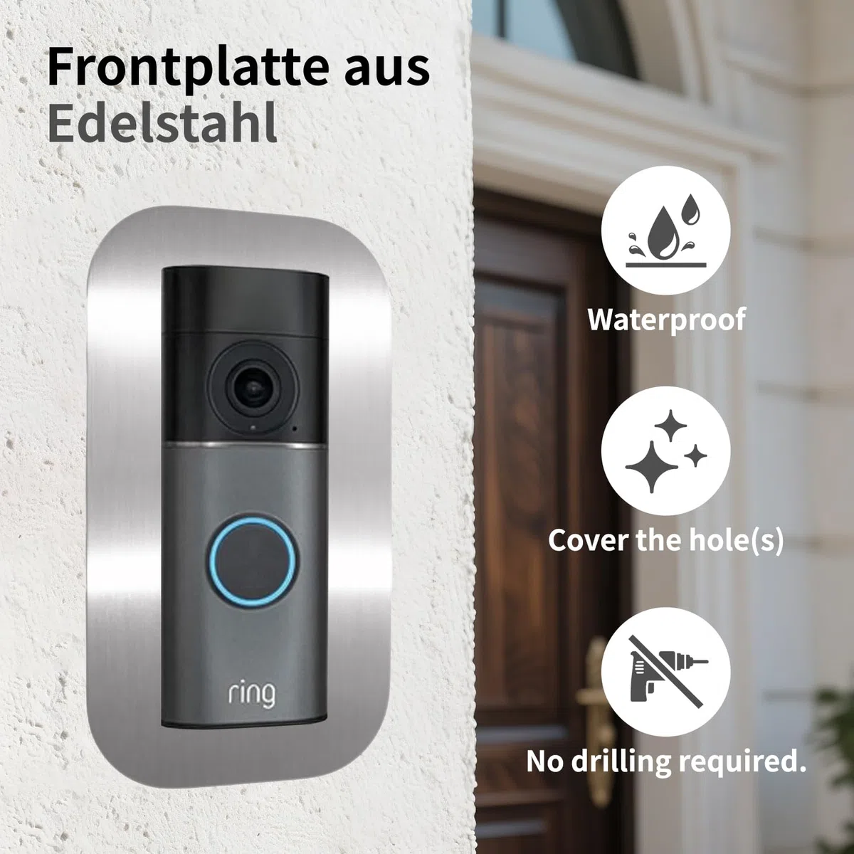 Mascherina in acciaio inox per campanello e video Doorbell Wired Plus cavo & Pro cavo, supporto per campanello – Robusta e accessori per campanello (argento)