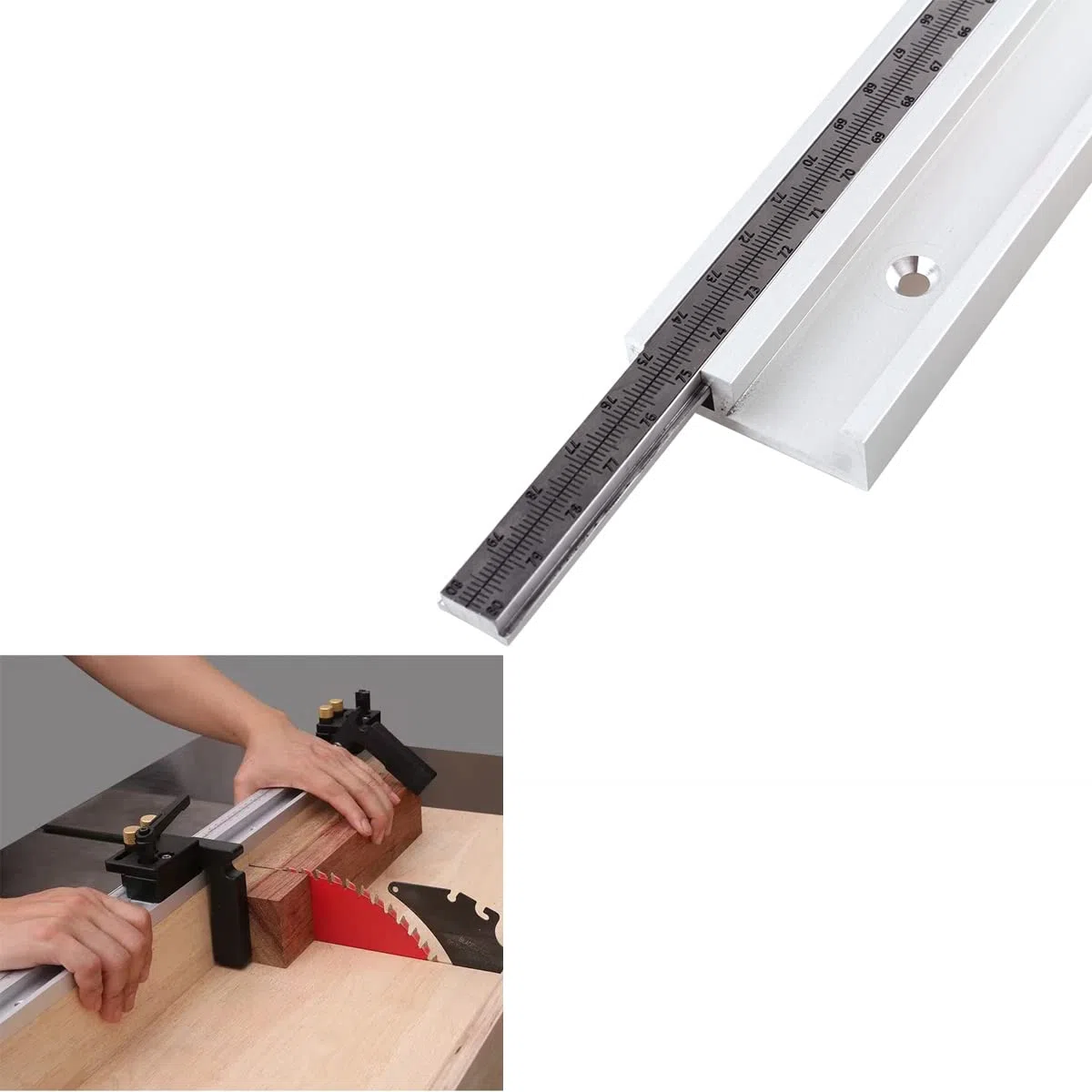 Guida a T da 800 mm con scala mobile, in lega di alluminio, con slot a T, per fresa fai da te, sega da tavolo, binario obliquo, attrezzi per la lavorazione del legno, per tavolo router