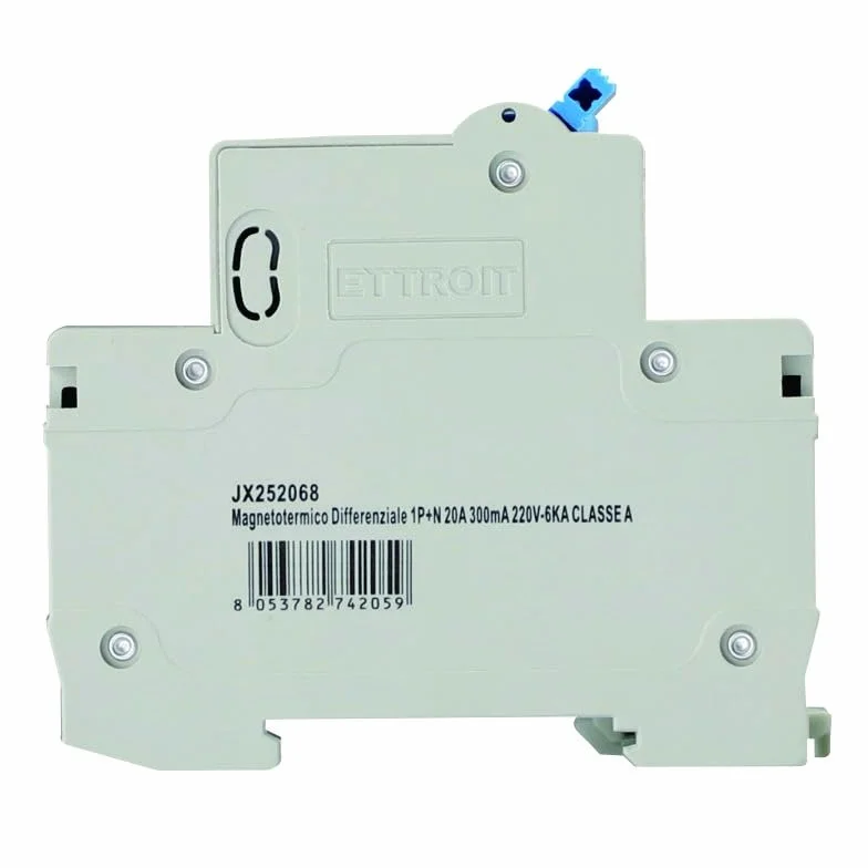 Interruttore Magnetotermico Differenziale 1P+N 20A 300mA 220V-6KA CLASSE A 2 MODULI 300mA per Guida DIN - Protezione Circuiti e Sicurezza Impianti
