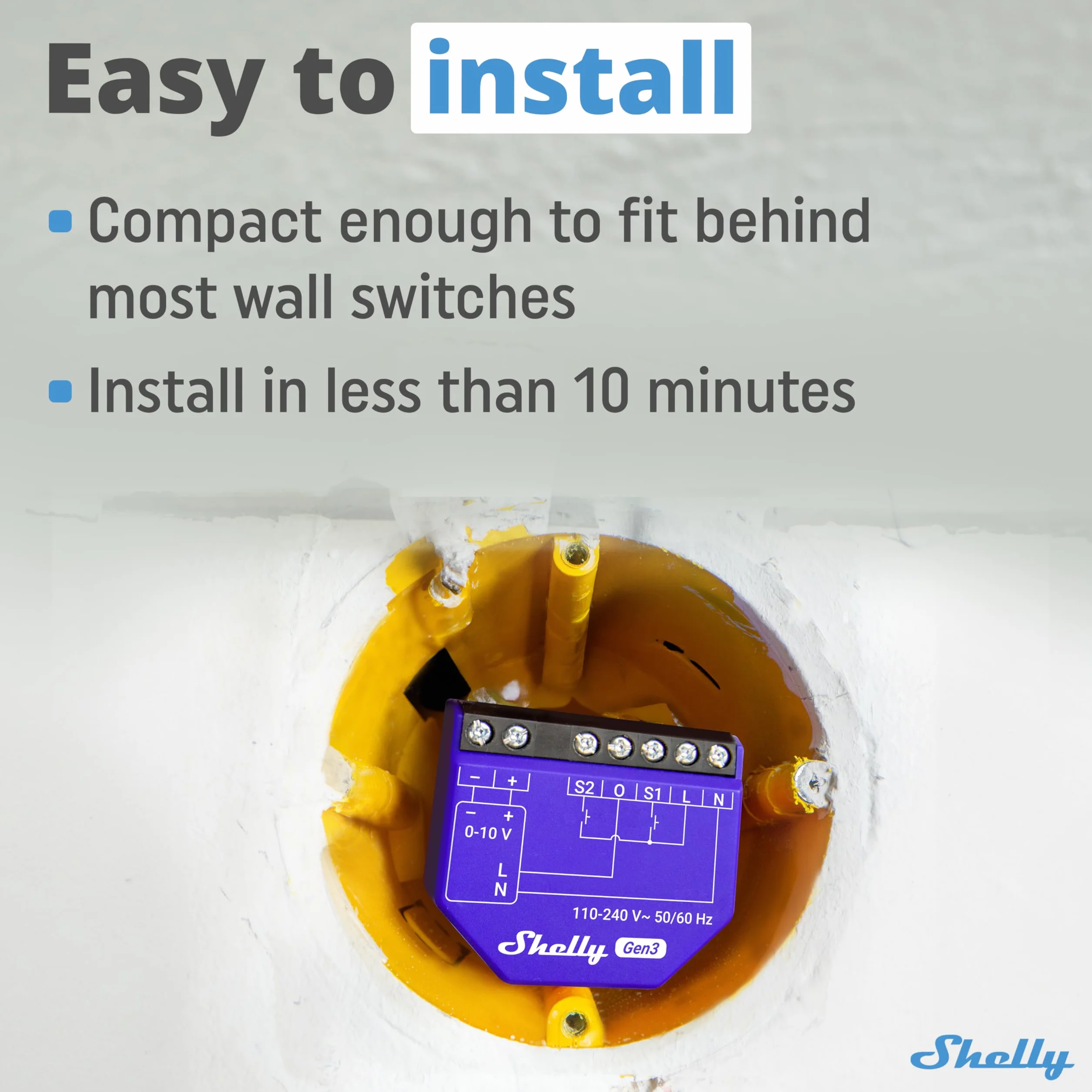 Shelly Dimmer Gen3-0-10V PM, Modulo Dimmer Smart Wi-Fi, Monitora il Consumo di Energia, Controllo Remoto di Luci Dimmerabili, Domotica, Android & iOS, Alexa e Google Home, Nessun Hub Richiesto