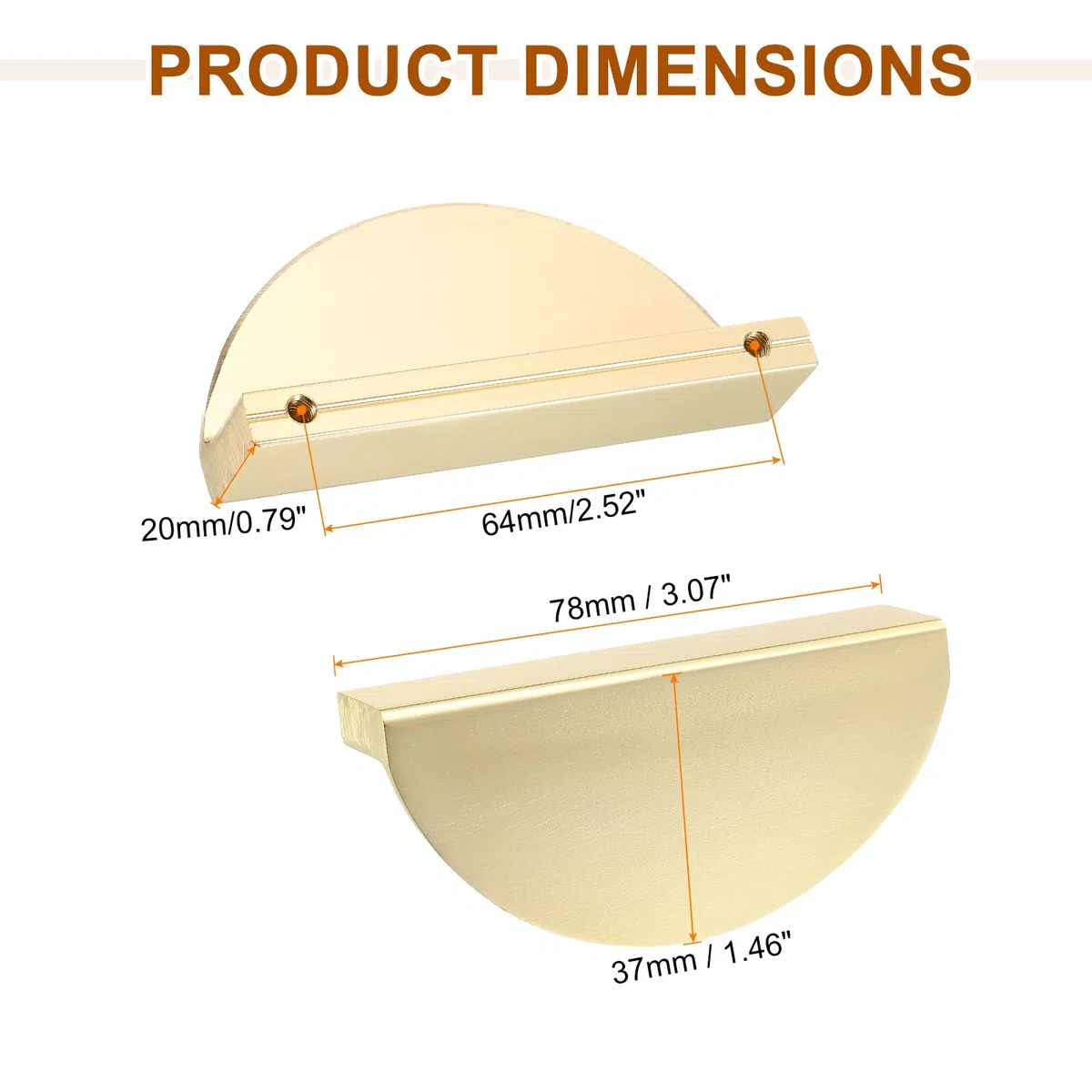 QUARKZMAN 4Pcs Maniglie per Cassetti, Spaziatura Fori 2.52" Maniglie a Mezzaluna in Lega di Alluminio per Cucina Armadio Cassettiera Hardware, Oro