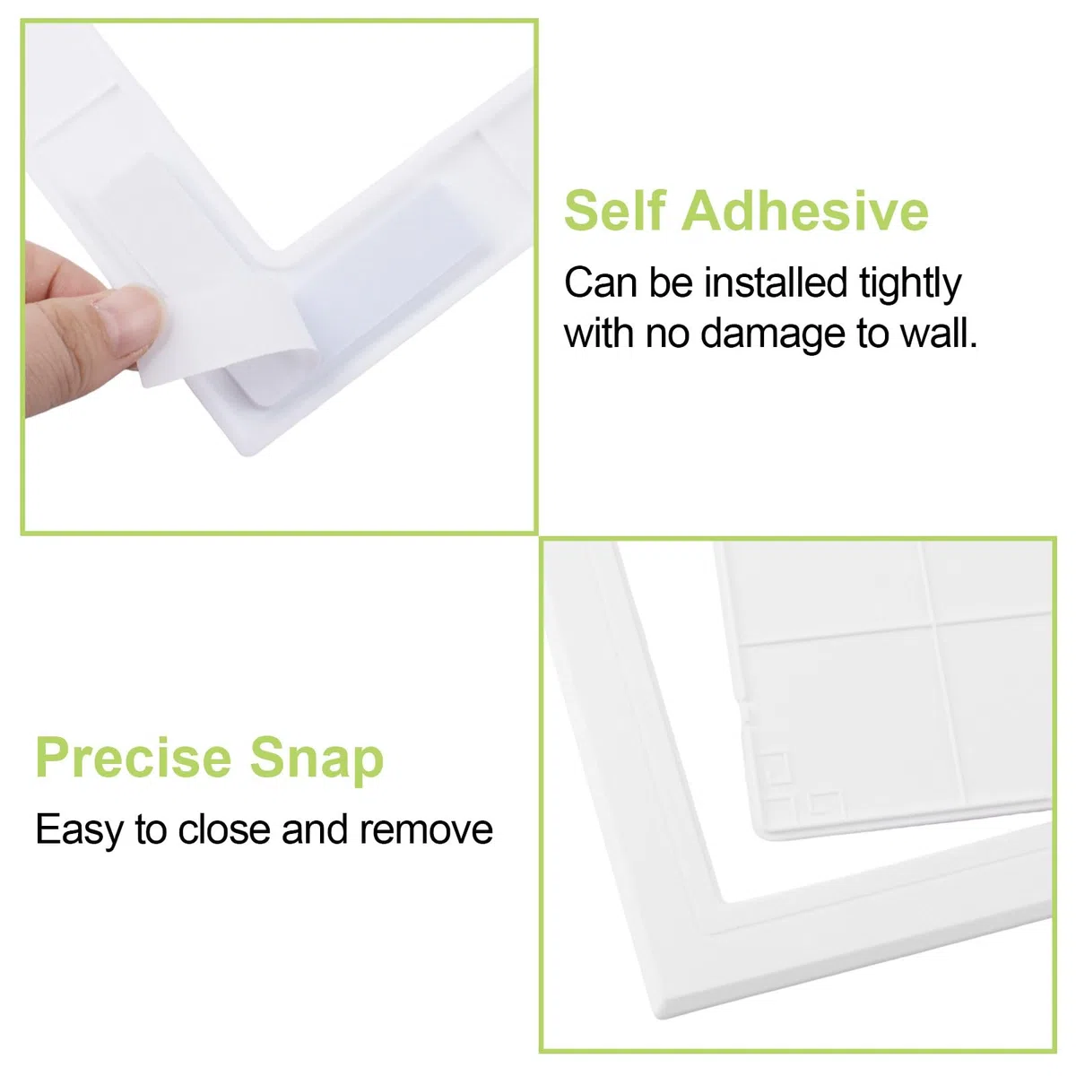 Pannello di accesso autoadesivo per cartongesso, 20,3 x 20,3 cm, montaggio a parete, copertura per fori da parete, porta di ispezione per cavi idraulici, elettrici e cablaggi (bianco)