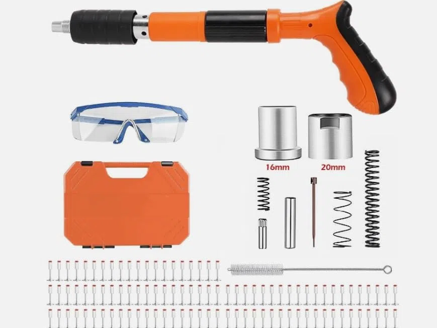 Pistola Spara chiodi Manuale, Chiodatrice d'aria Pistola per Unghie Sparachiodi con 100 Chiodi accessori e valigetta