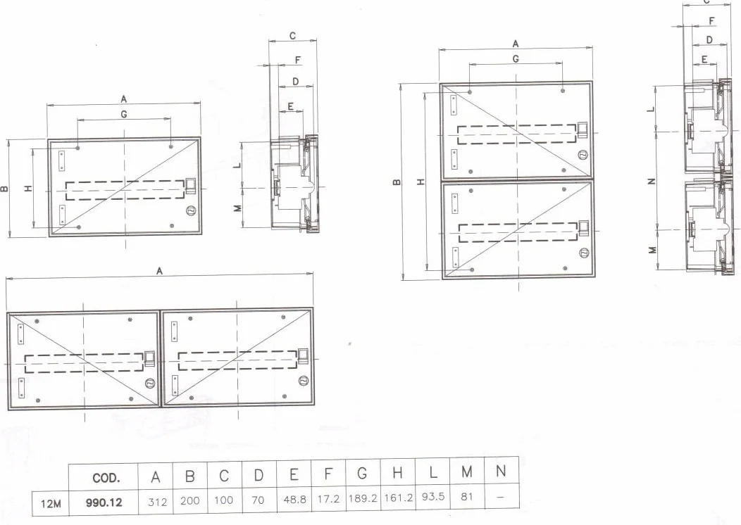 MARLANVIL CENTRALINO QZERO INCASSO FILOMURO 12 MODULI IP65 BIANCO 990.12