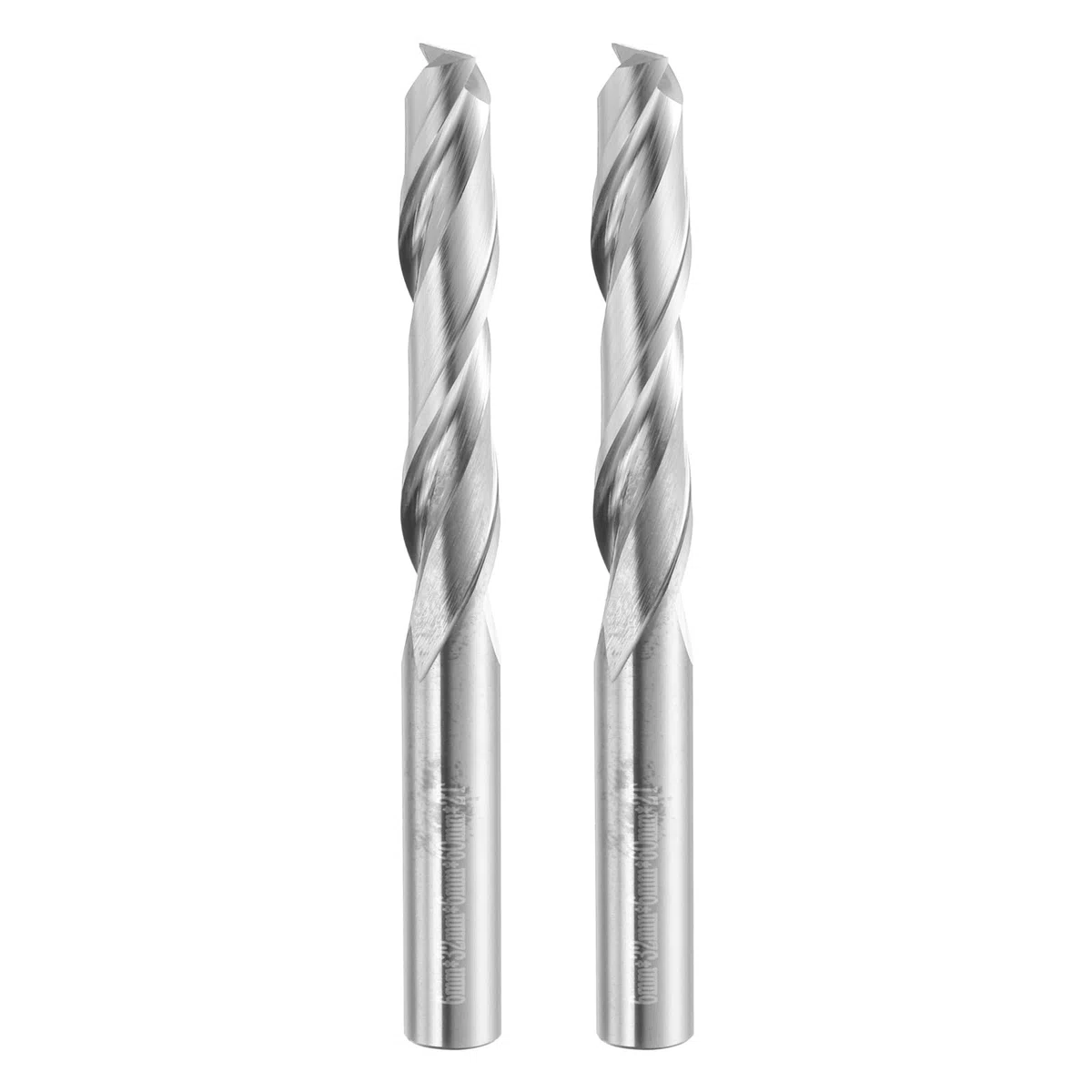 sourcing map 2 punte per fresa a spirale con diametro del taglio di 6 mm, 2 scanalature, per intaglio del legno e incisione (codolo 6 mm, lunghezza taglio 32 mm, lunghezza 60 mm, elica 30 gradi