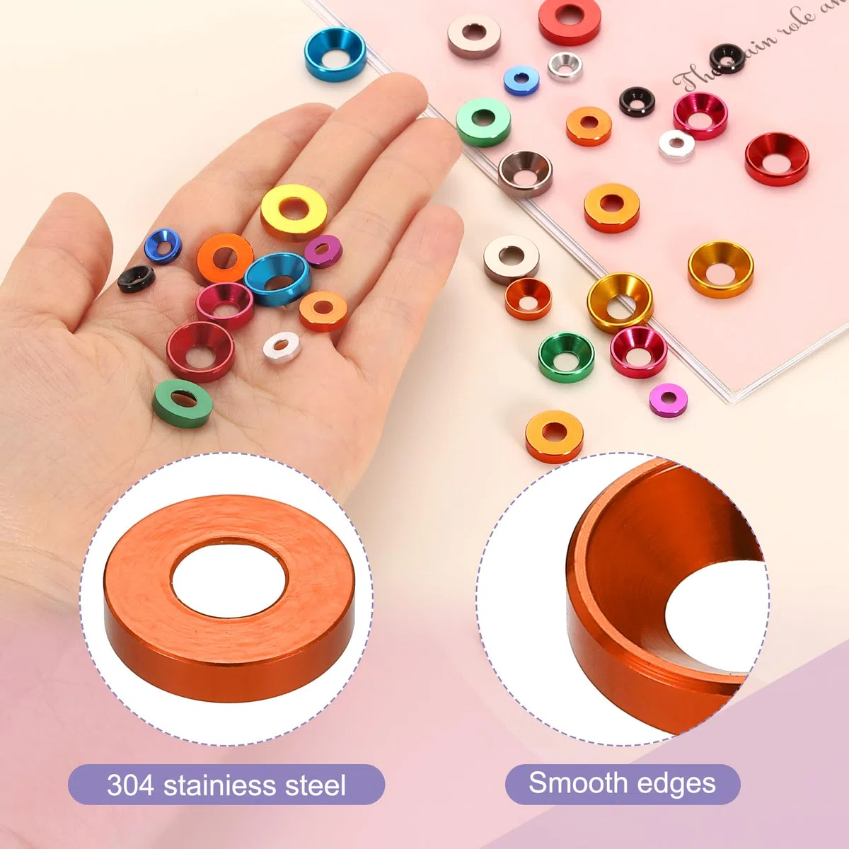 QUARKZMAN 40Pz Rondella A Barca M6 Lega Alluminio Anodizzato Rondelle Finitura Guarnizioni Per Viti Per Parti Accessori Arancione