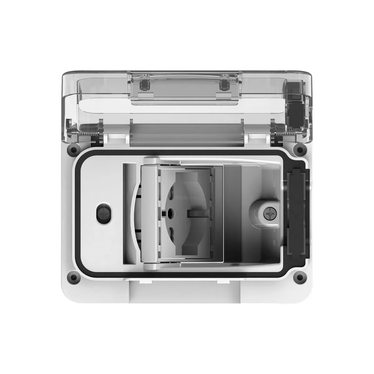 4box - Custodia Wide grado di protezione IP55 completa di presa schuko bivalente. Per scatola incasso 3 moduli. Protezione totale anche a spina inserita. Colore Bianco