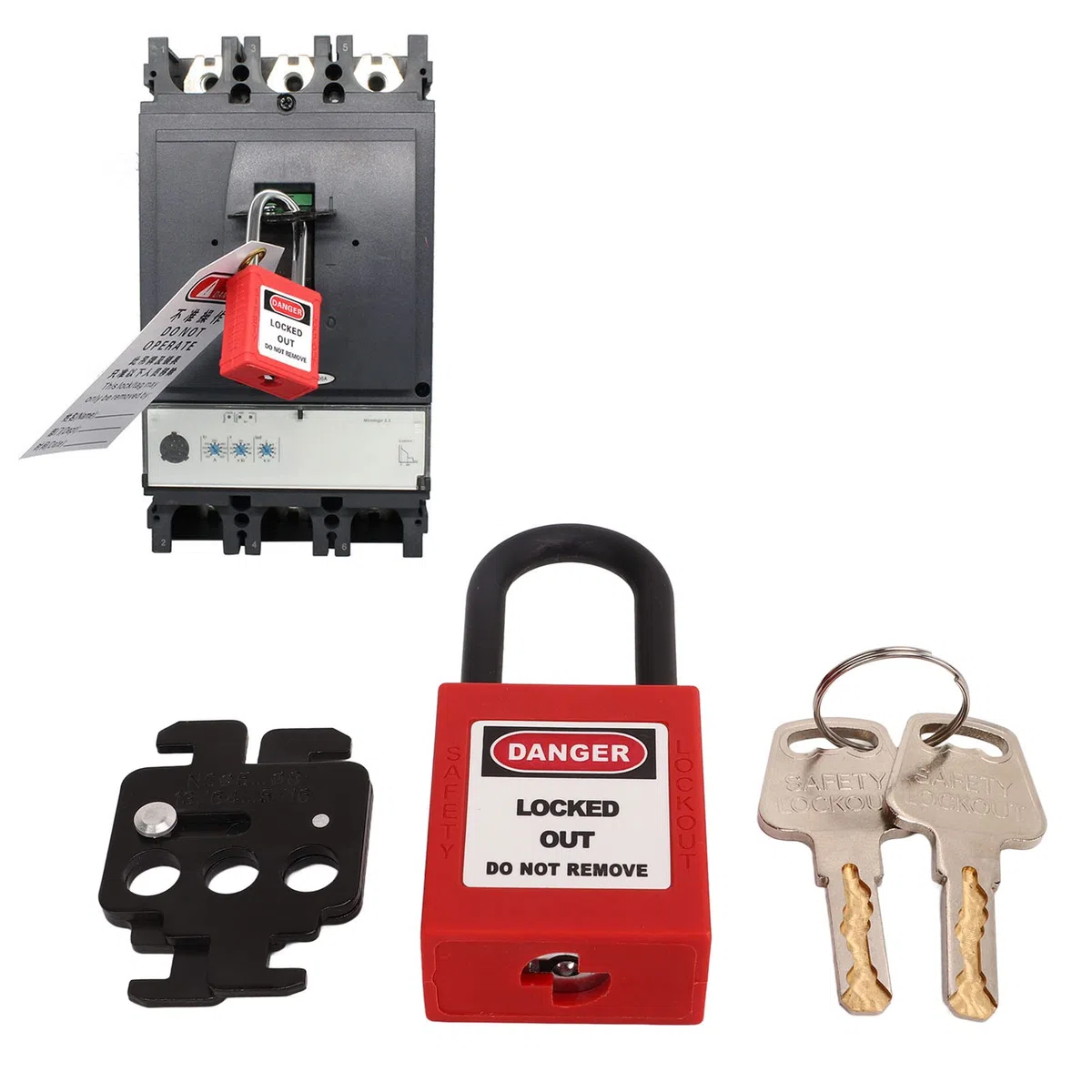 Lockout Tagout Kit, MCB Lockout Tagout Acciaio Blocco Interruttore 38mm Grillo Lucchetto in Nylon per Interruttori Schneider per Stazioni di Blocco Tag Out