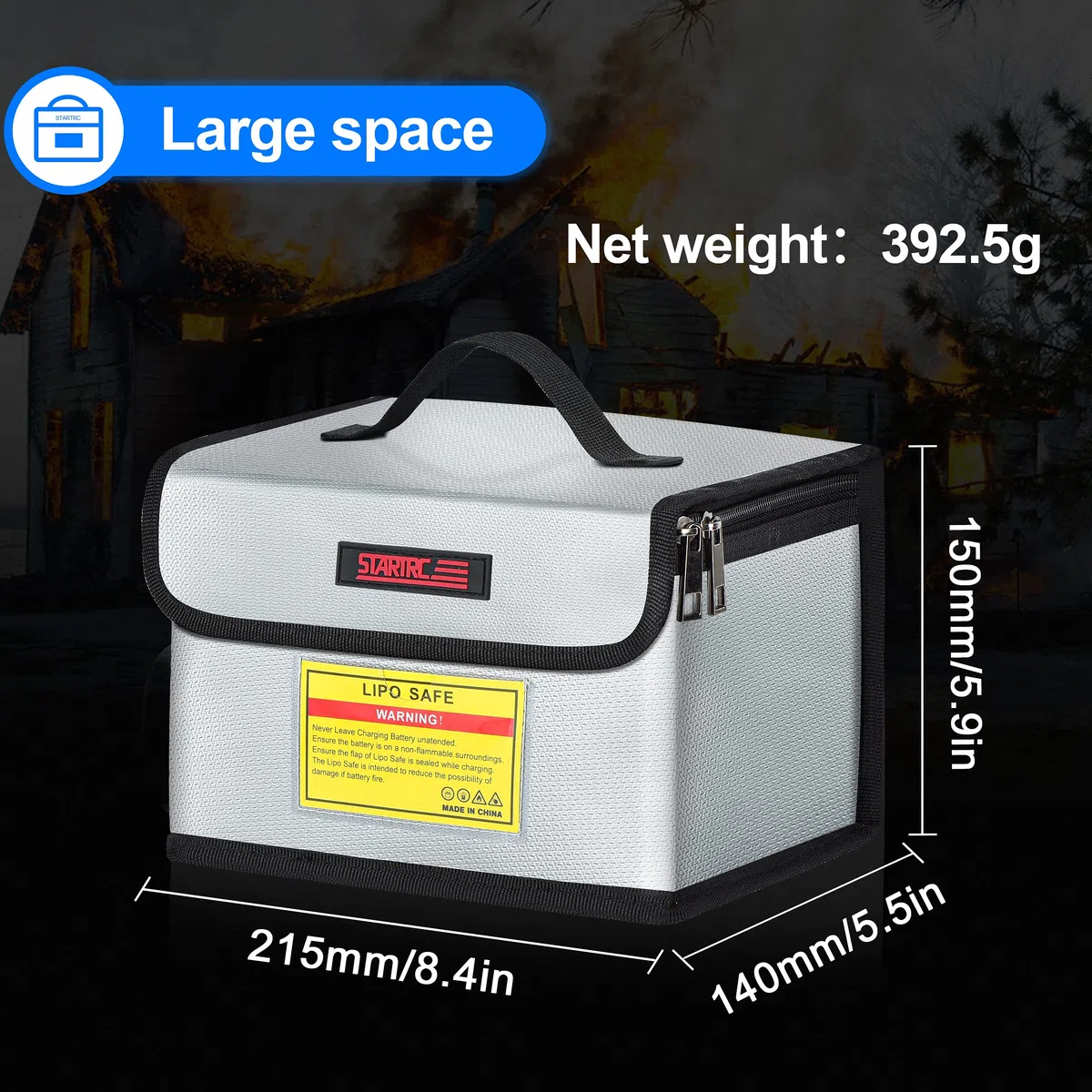 STARTRC Lipo Akku Tasche Feuerfest Sicherheitstasche (21.5 x 15 x 14cm)