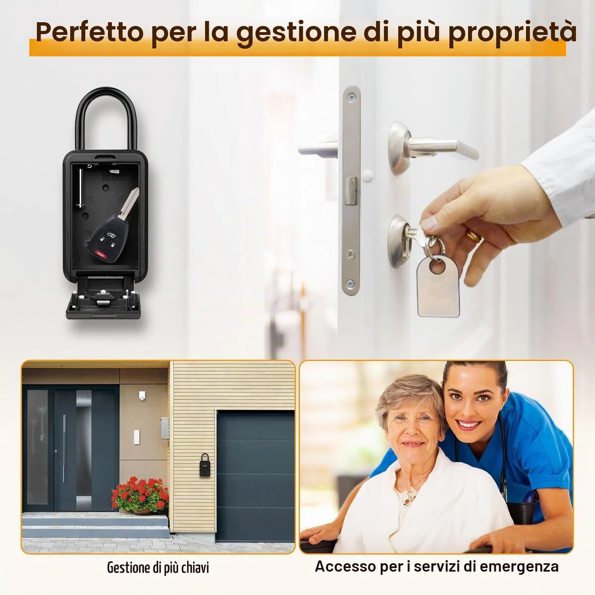 TEUEN Cassetta Sicurezza Chiavi Esterno con Copertura in Silicone Impermeabile - Cassetta Chiavi con Combinazione Grande - Cassetta Portachiavi Adatto a Casa, Fabbrica, Garage,Self Check In