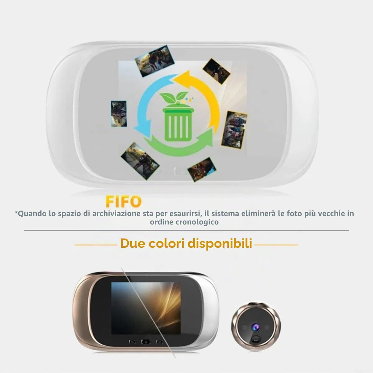 Spioncino digitale con schermo LCD da 2,8 pollici, fotocamera spioncino elettronico grandangolare, alimentato a batteria, spioncino fotografico integrato, anello di memoria integrato