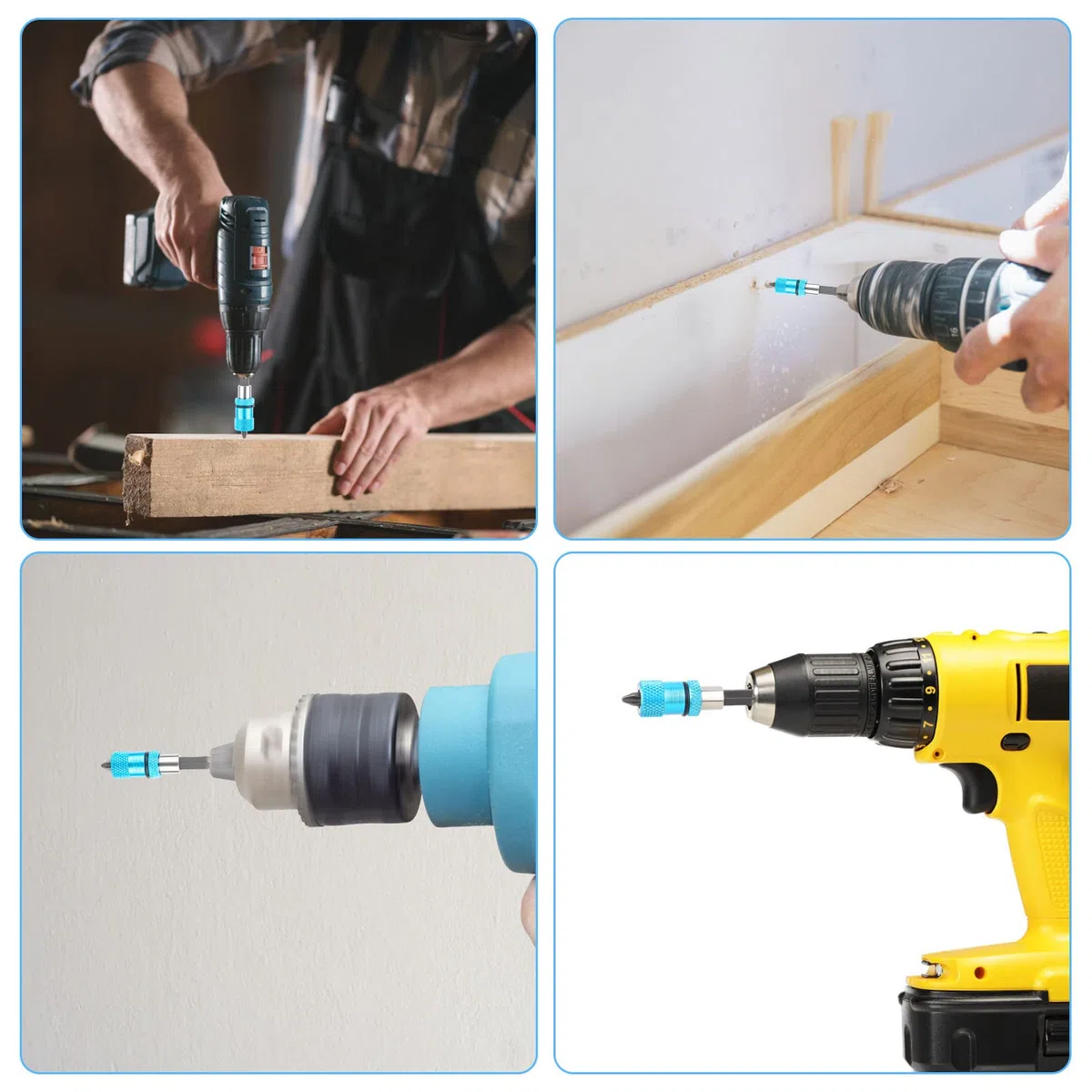 ‎DMJJSD 3 pezzi Porta bit per cartongesso Bit per cartongesso magnetico Portabit a cambio rapido Attacco esagonale1/4 di pollice Regolazione della profondità delle viti Attacco per viti a secco