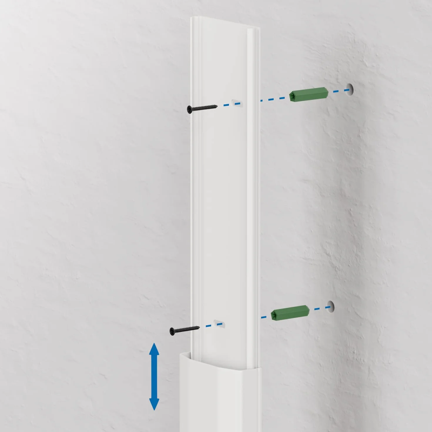 deleyCON Canalina Portacavi e Fili Universale Facile Spostamento di Cavi e Fili PVC di Alta Qualità Lunghezza 100cm Larghezza 6cm Altezza 2cm - Bianco