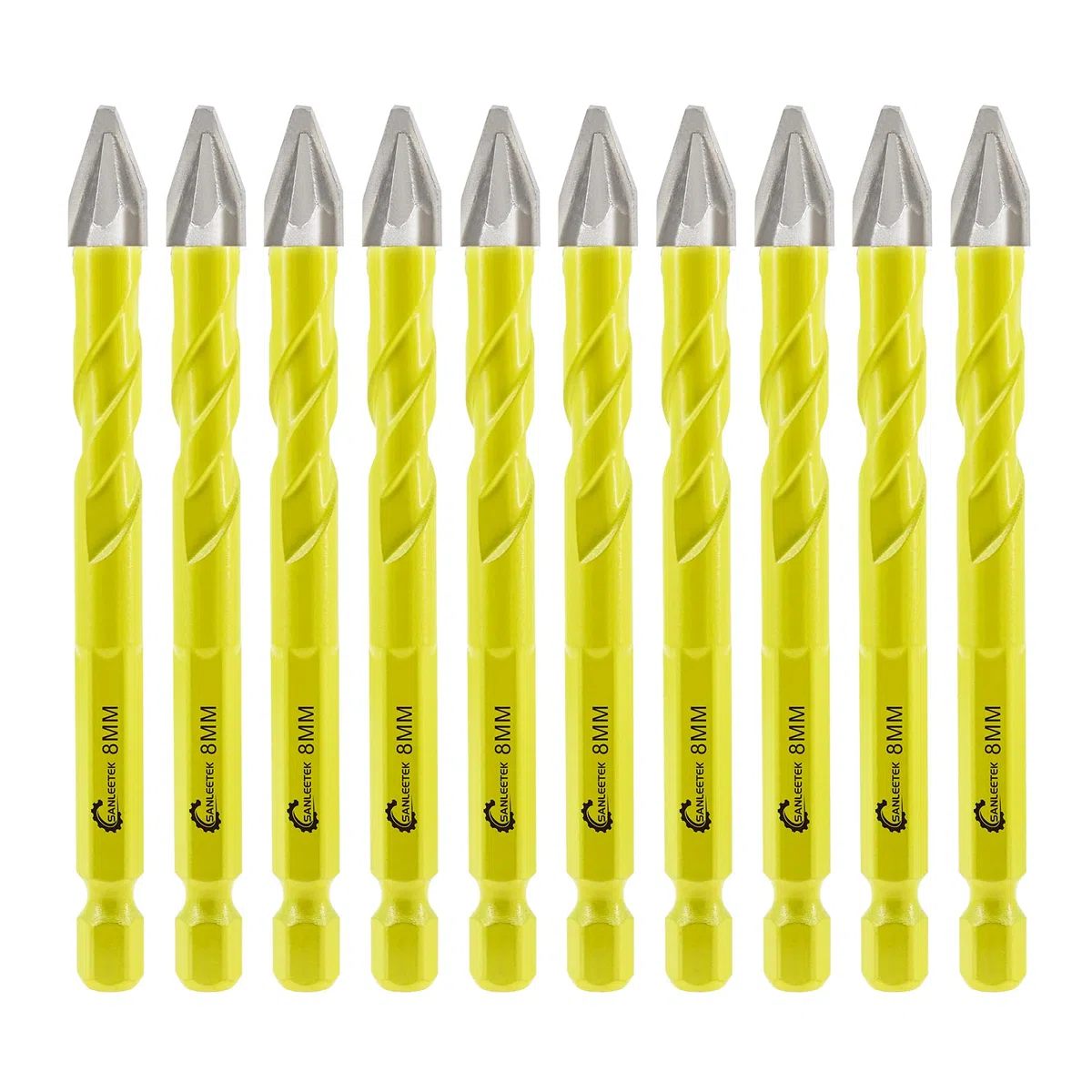 Set di Trapano Eccentriche - Set Punte in Carburo per Legno Plastica Muratura Piastrelle di Ceramica Calcestruzzo Marmo 10pezzi 8mm, Codolo Esagonale a Cambio Rapido