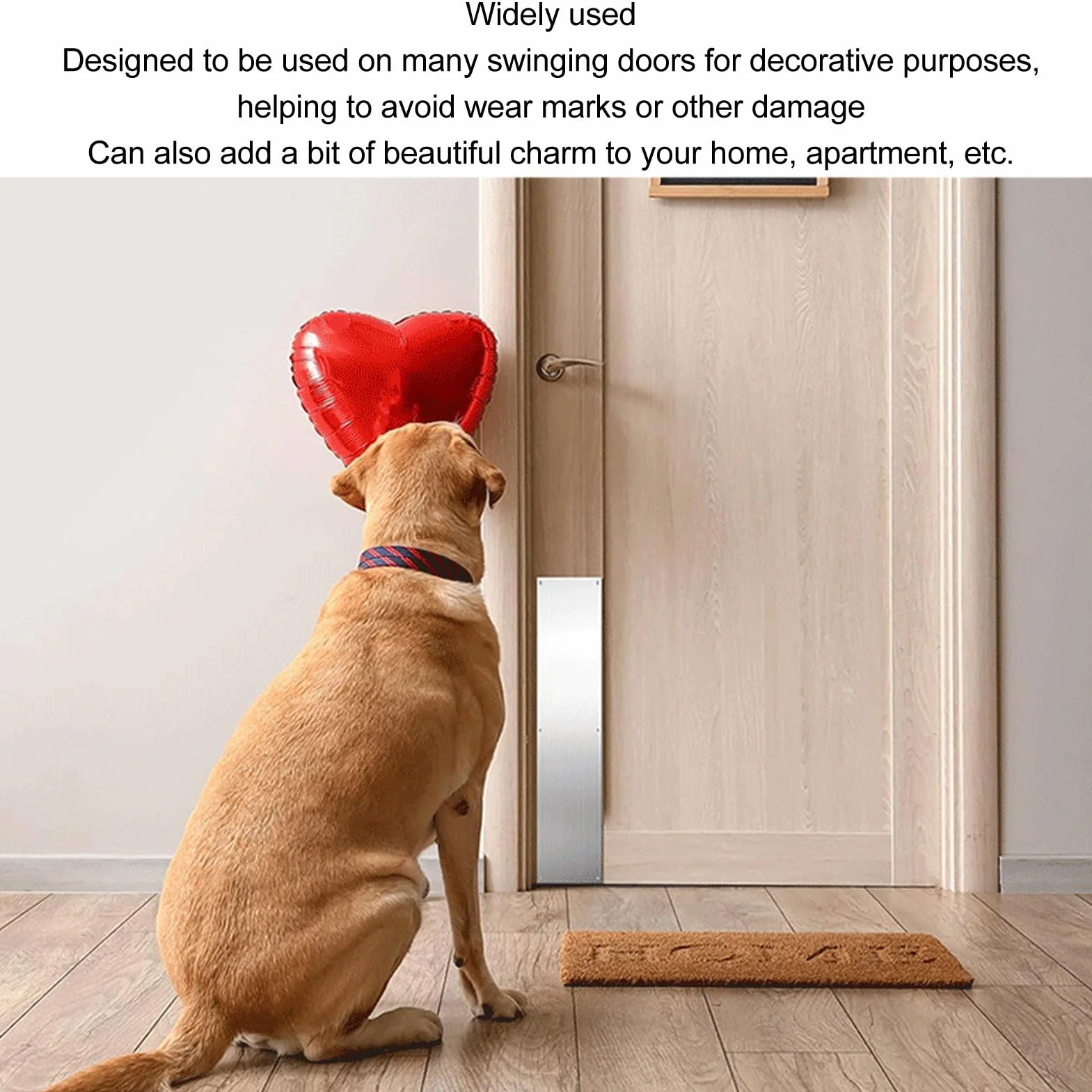 Piastra di Protezione per Porta, Piastra di Protezione per Porta Interna Decorativa Resistente all'usura in 2 Pezzi, Acciaio Inossidabile 304 per Porte