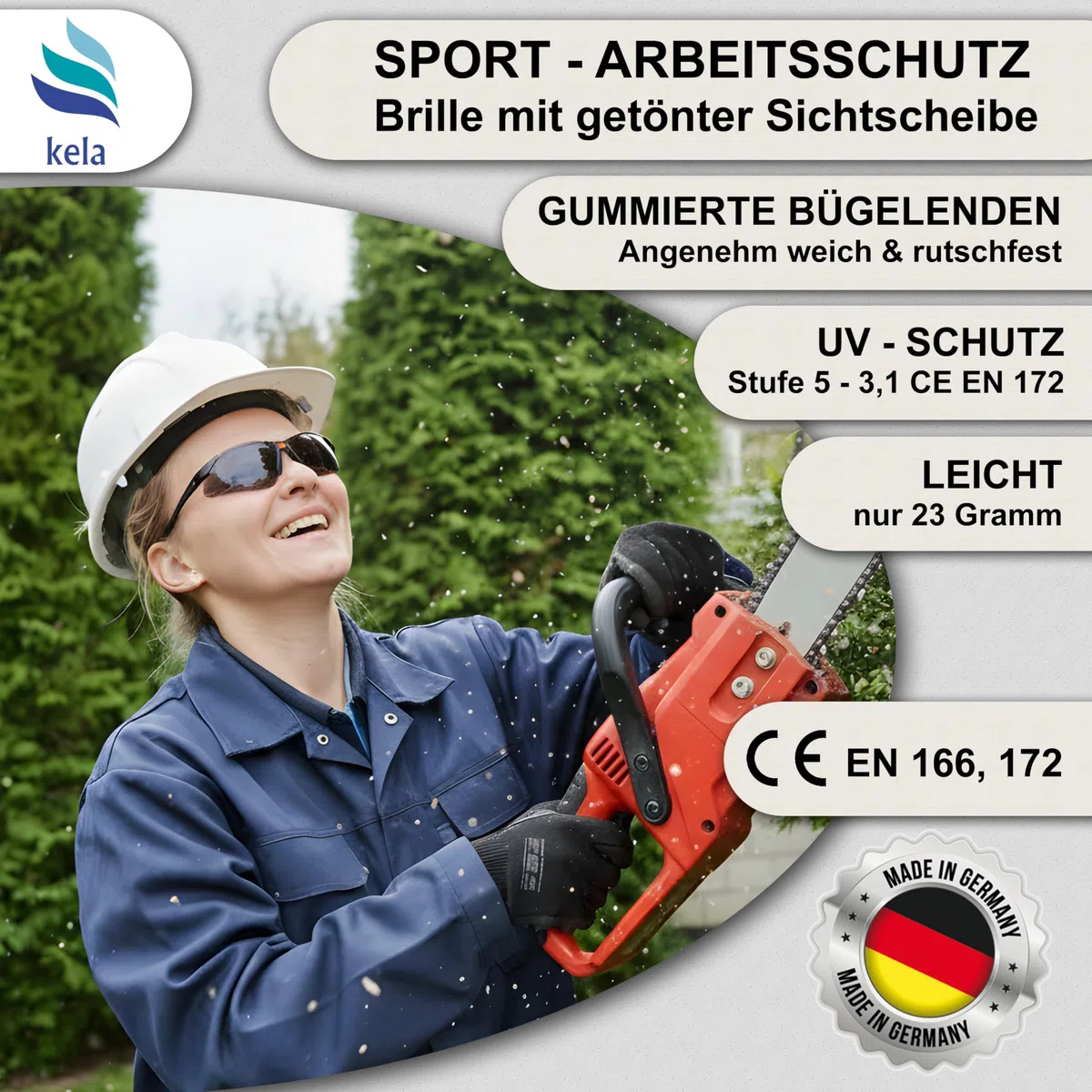 kela 4x Occhiali protettivi SPRINTER | Made in Germany | Occhiali di sicurezza da lavoro privi di schegge, antigraffio con rivestimento anti appannamento e UV EN170 EN172 | Perfetta Vestibilità