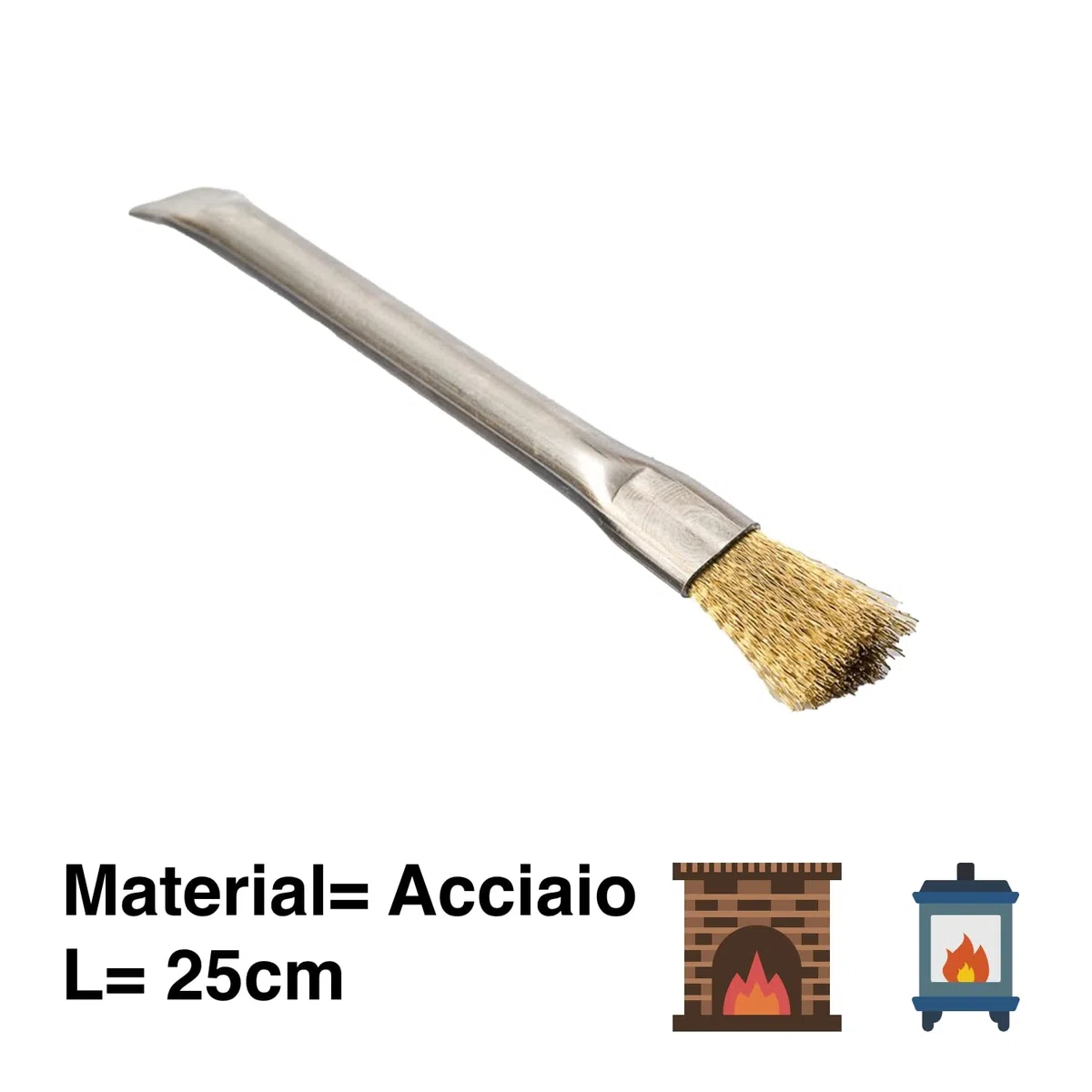 BARETTO Spazzola Raschietto Pulizia Braciere per Stufa a Pellet, Caldaia e Camino | Acciaio per Incrostazioni