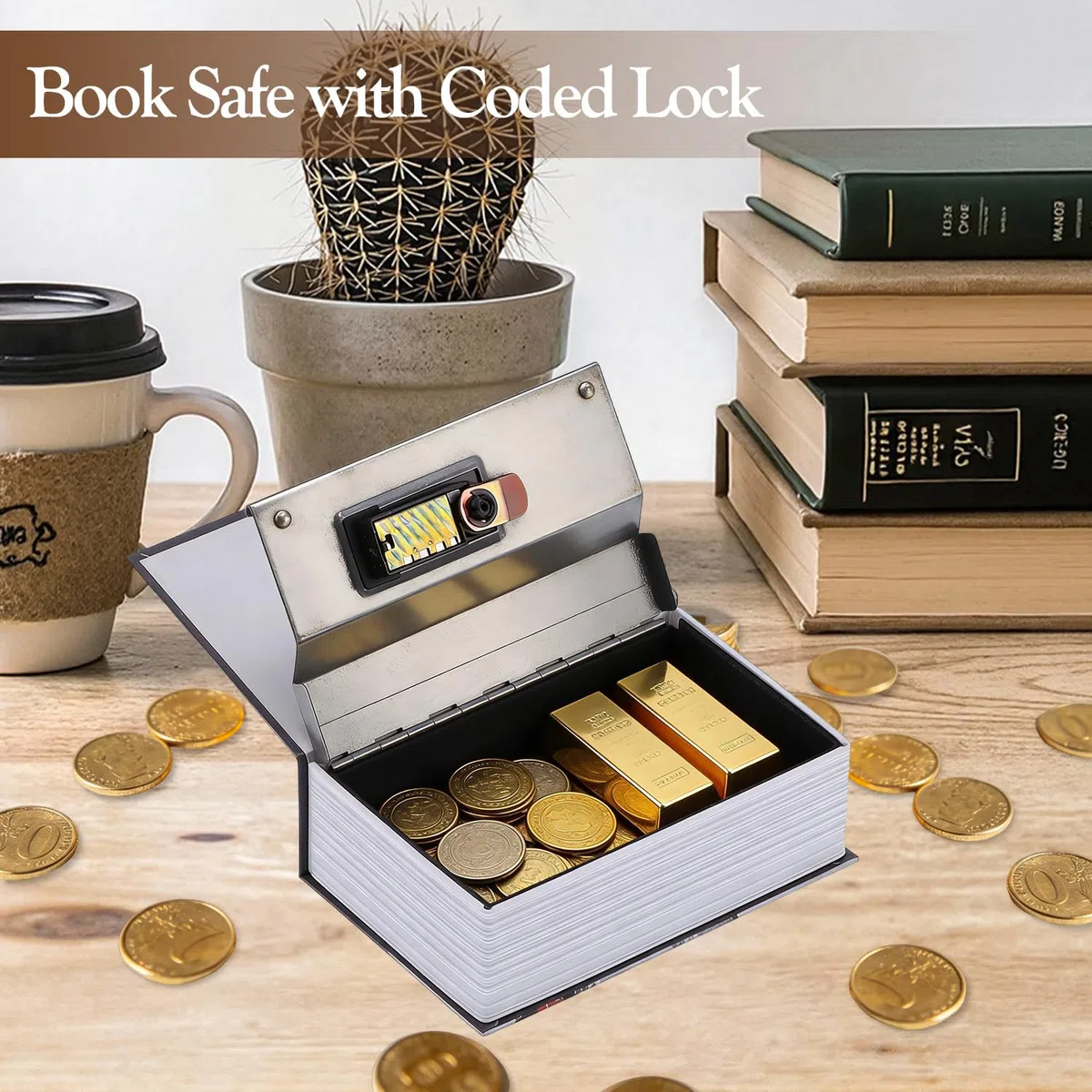 Libro Cassaforte con Combinazione, 18 x 12 x 5,5 cm Orologio di Londra Libri Cassetta Segreto armadietto di Sicurezza Scrigno Portavalori per Money Gioielli in Contanti