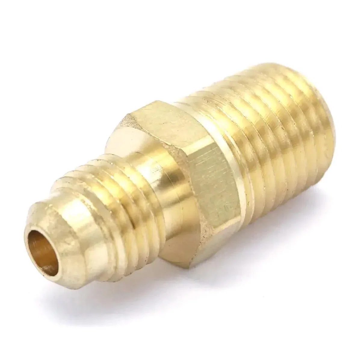 10pcs SAE Thread 7/16"-20 UNF To 1/4" NPT Male Brass SAE 45 Degree Pipe Adapter