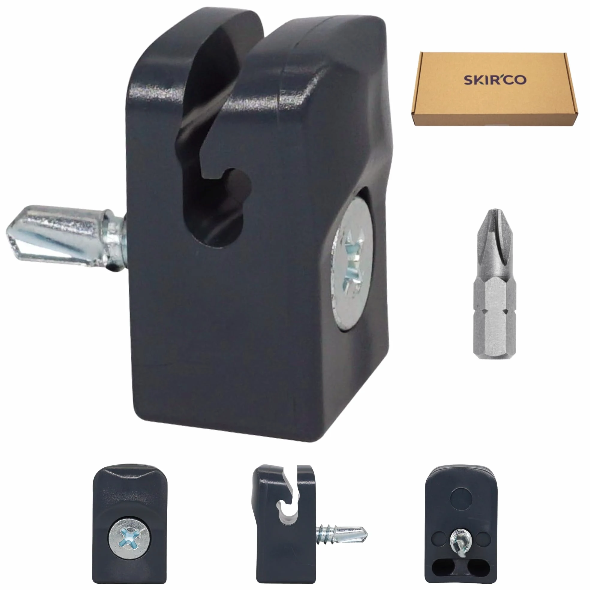 SKIR'CO (50 pz) Clip Grigie per Recinzioni, Clip in Plastica per Recinzioni in Rete, Fermacavi Fissi a Vite, Clip per Recinzioni in Filo, Colore RAL 7016