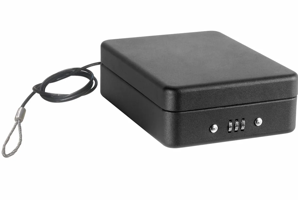 ARREGUI Private C9427 Cassetta di sicurezza con combinazione per trasportare denaro | Cassetta Portavalori in acciaio con fissaggio mediante cavo | Cassaforte portatile de 15 cm di larghezza | Nero