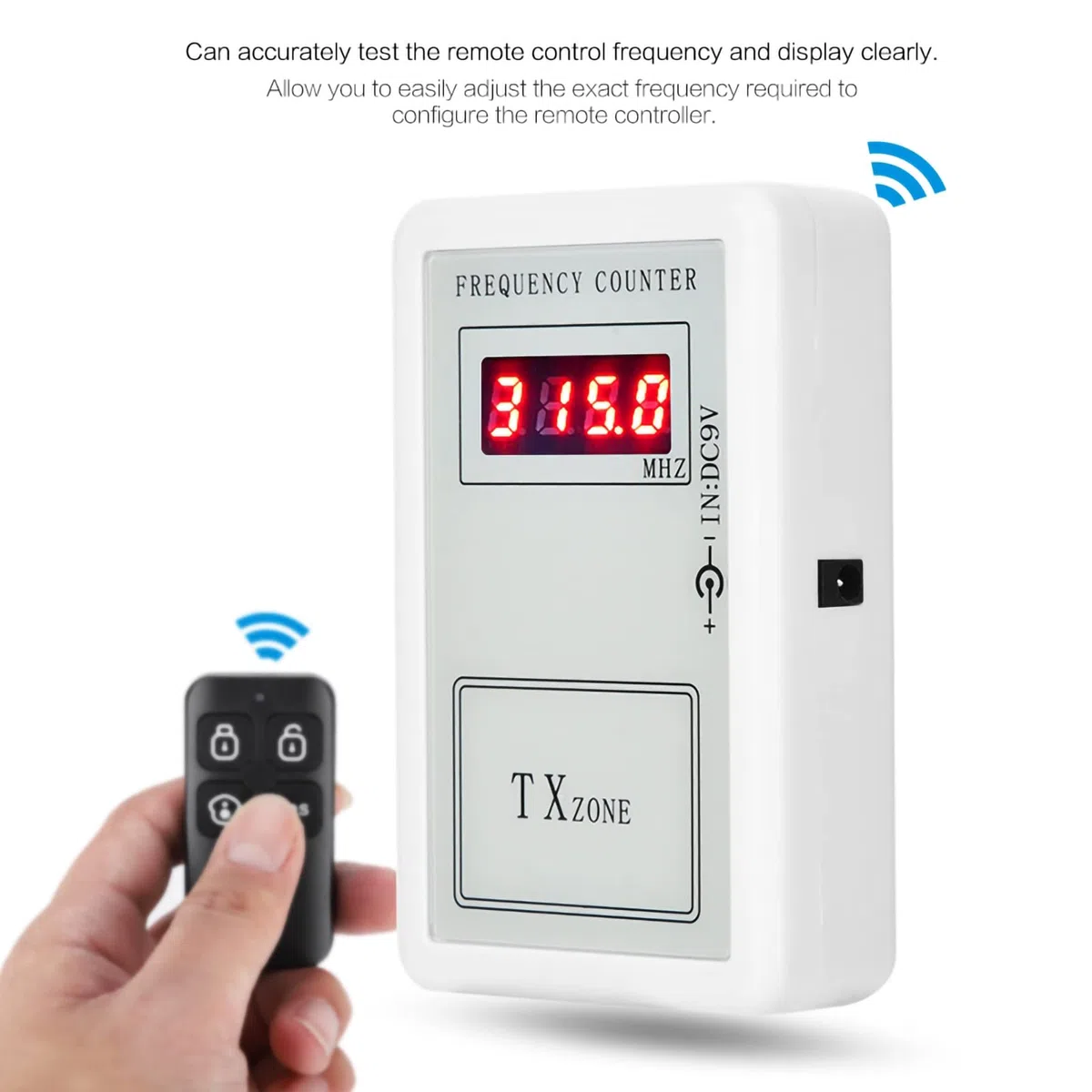 250-450 MHz Misuratore di frequenza Digitale Contatore Dispositivo di frequenza Digitale Portatile Tester per Telecomando Senza Fili Regolatore per Porta elettrica Controllo accessi applicabile
