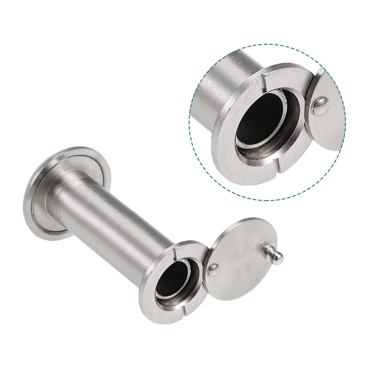QUARKZMAN 66,5mm Spettatore Spioncino x 1pz Ottone Spazzolato Satinato Cromo per Sicurezza Porta, [Tono argento]