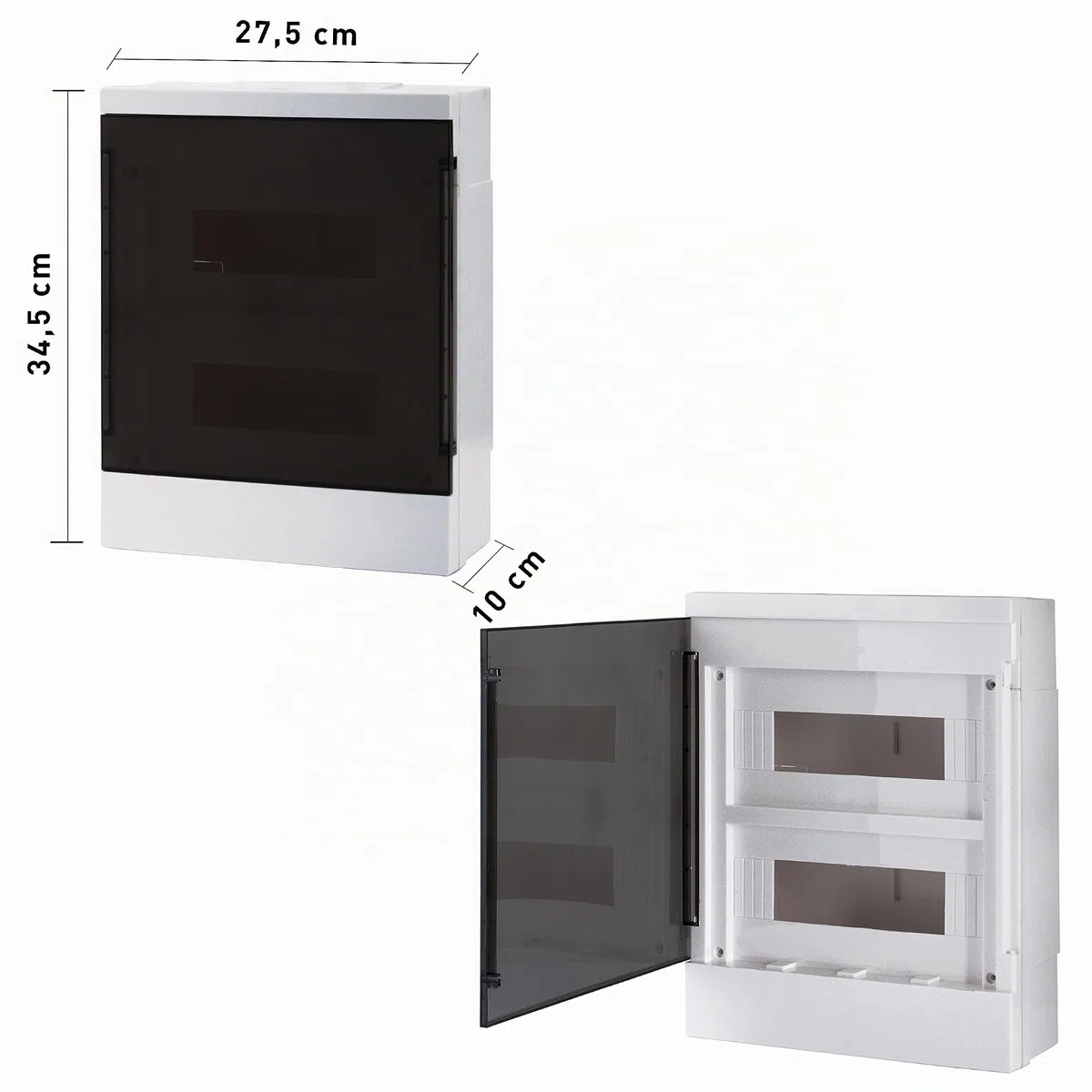 LION Electric Scatola dei fusibili a parete, 24 moduli, armadio a 2 file, bianco con porta trasparente, senza alogeni, per ambienti umidi, con protezione extra PE/N, morsetto in ottone