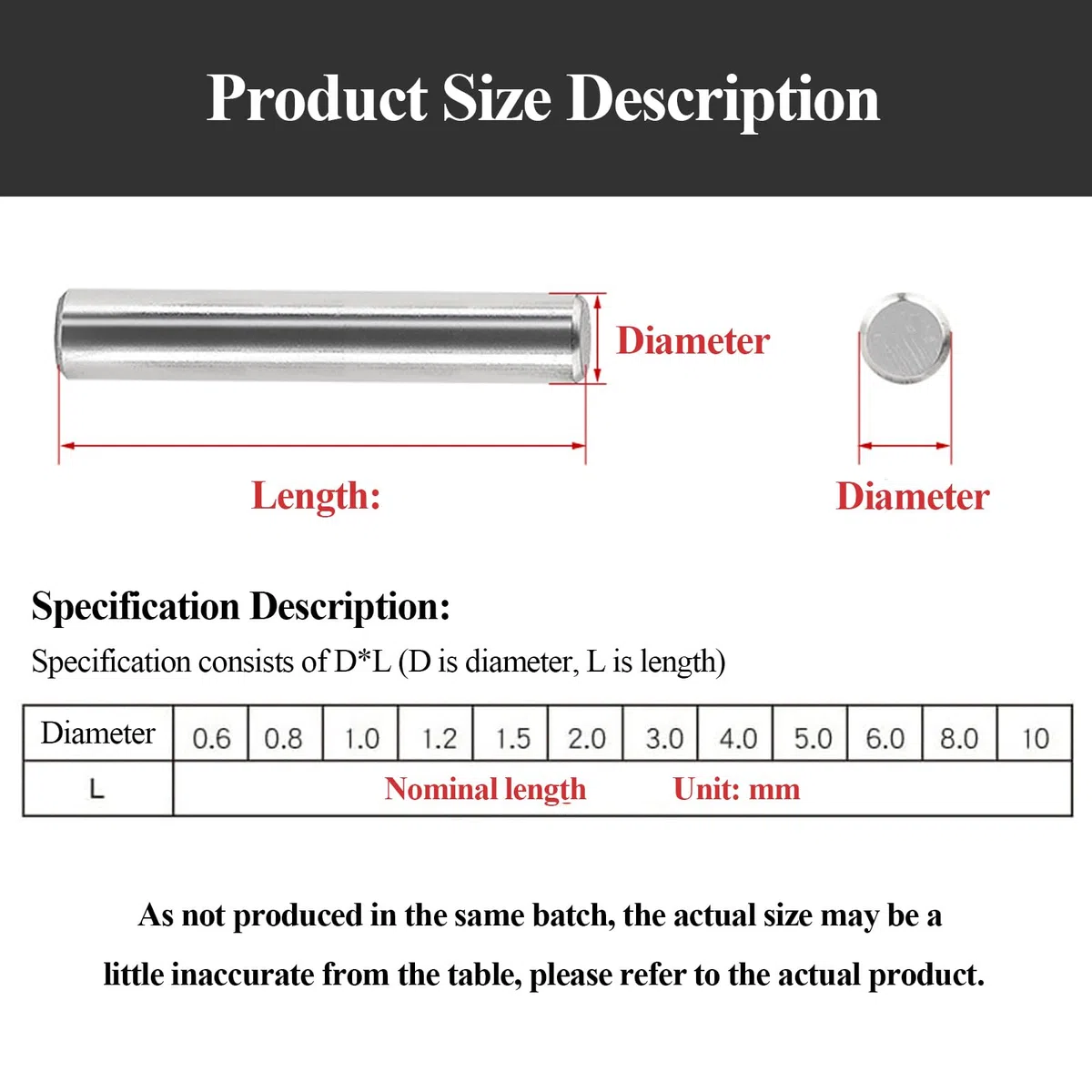 50 pezzi di barre di ancoraggio in acciaio inossidabile 304 da 3,5 mm di diametro x 25-60 mm di lunghezza, elementi di fissaggio for supporto mensola con posizionamento preciso(Length 60mm)