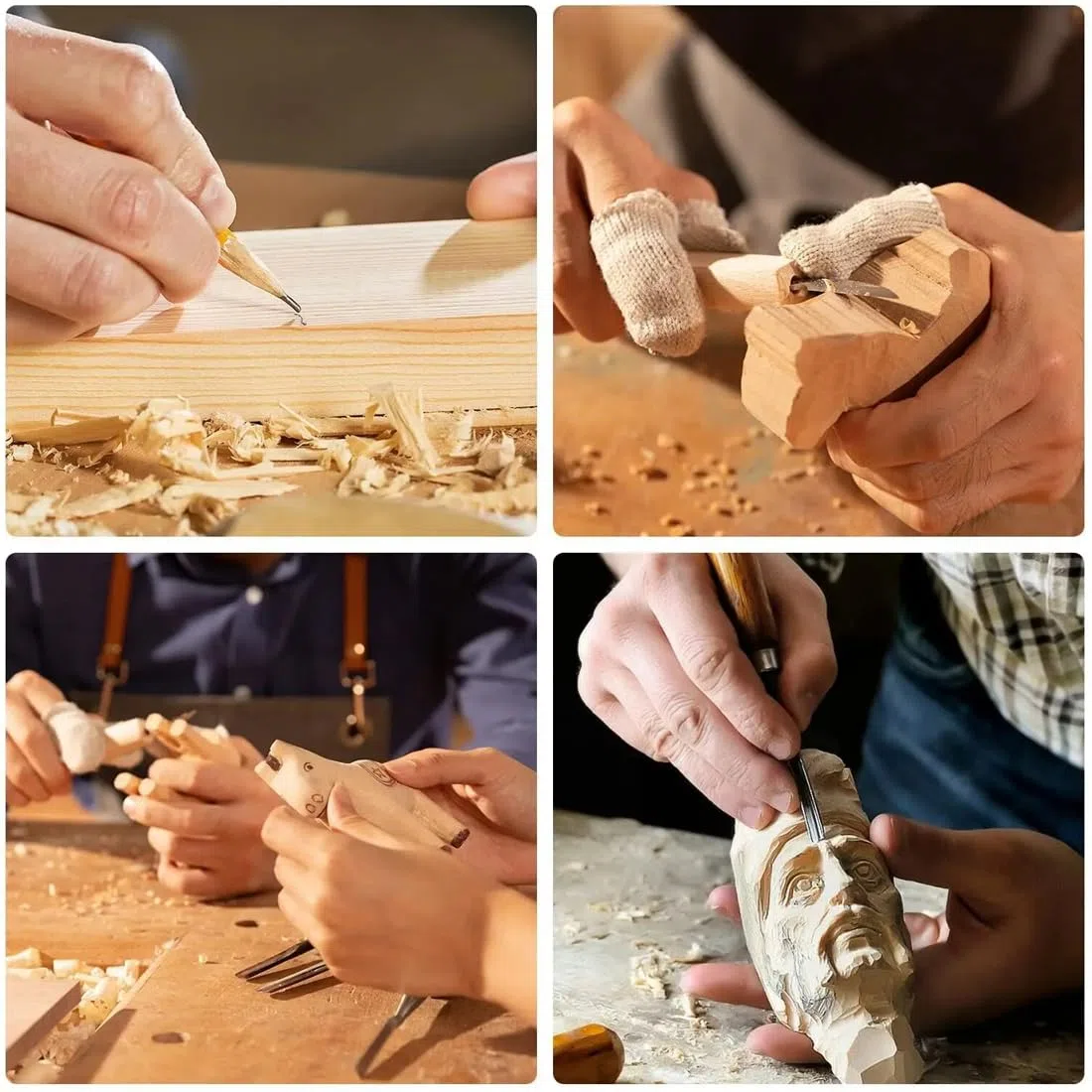 12 pezzi Kit di sgorbie per legno,legno da intaglio,strumenti per intaglio del legno,Scalpelli per intaglio professionali Coltello Manico intaglio sculture Esperti di carpentieri Principianti