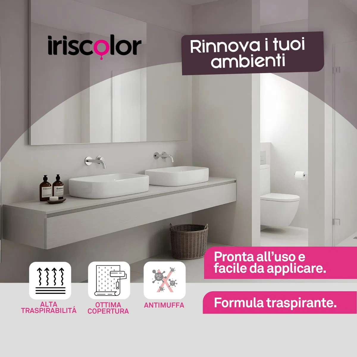 Pittura Antimuffa per Interni 4+2 LT Ideale Per Ambienti Umidi Vernice Bianca Muro Interno ad Alta Resa Pittura bianca Per Interni Acrilica Igienizzante Effetto Opaco