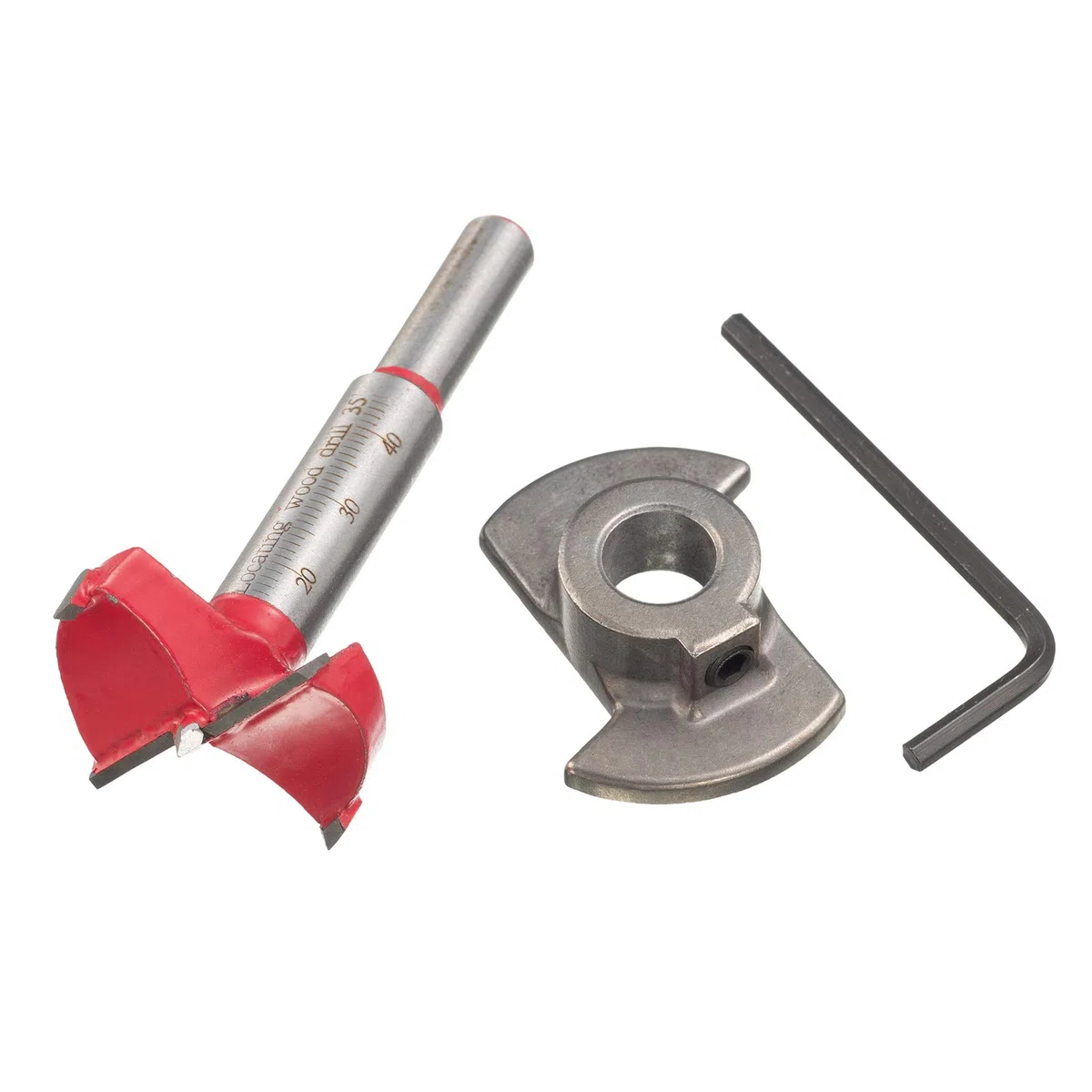 HPMAISON Forstner - Set di punte da trapano con attacco regolabile, 5 pezzi, 15-35 mm, con attacco di profondità (gamma di profondità 10-40 mm)