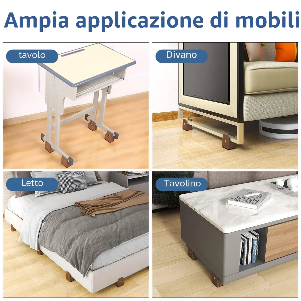 Ezprotekt Alzate per Letto e Mobili Regolabili con Morsetto a Vite, 10,2 cm per Tavoli da Divano per Impieghi Pesanti, per Gambe della Sedia Quadrate/Rotonde con Diametro da 0'' a 1,5'