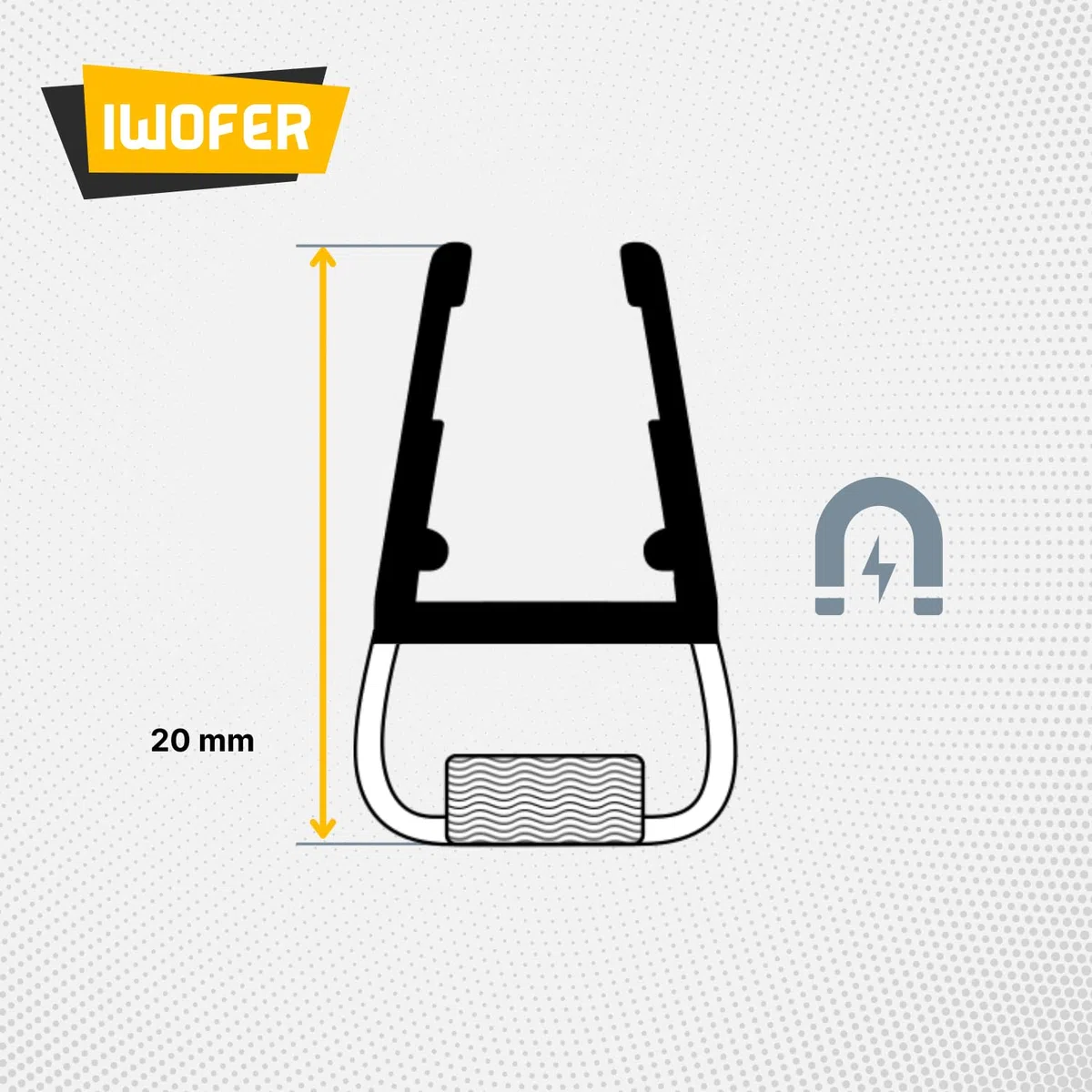 IWOFER Guarnizione Magnetica Box Doccia Profilo B per Vetro 6-8 mm, Ricambio Universale Trasparente, Senza Colla, Made in Italy, Antigoccia Tenuta Acqua