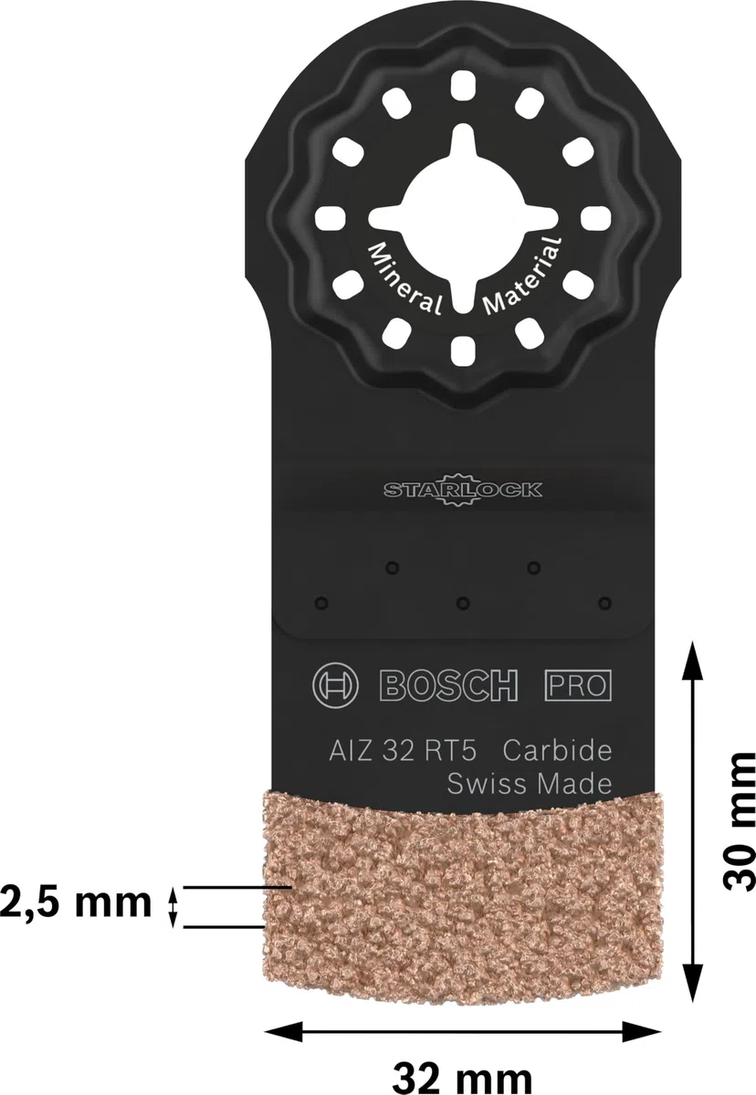 Bosch 1 foglio PRO Multi Material AIZ 32 RT5 per utensili multifunzione (per malta, cemento cellulare, larghezza 32 mm, accessorio professionale)