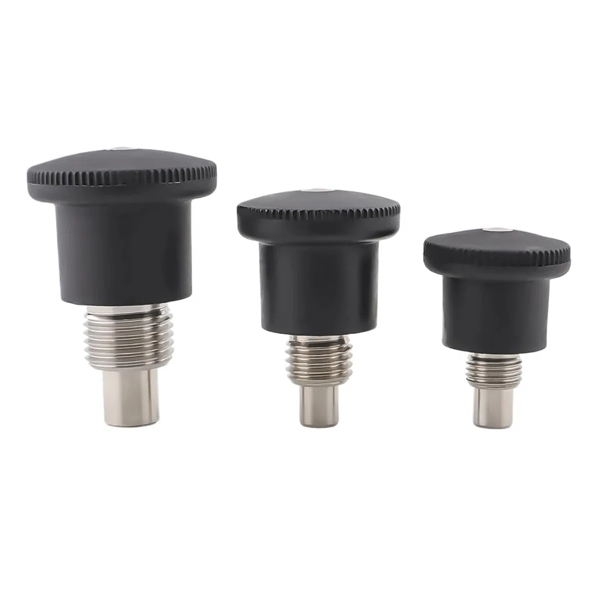 Generico Manopola in plastica nera VCN218 Corpo in acciaio inossidabile/al carbonio Perni di posizionamento for pistoncini a molla Mini pistoncini di indicizzazione con filettatura fine/grossa(Black V