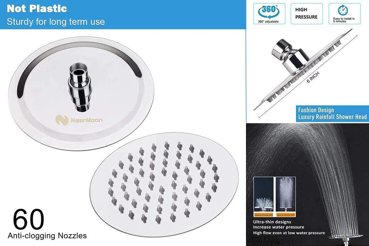 NearMoon Soffione doccia e 15 stadi combinazione di filtri doccia, addolcitore ad alta pressione filtrato per acqua dura, rimuove fluoro di cloro e sostanze nocive, 1 cartuccia filtro sostituibile