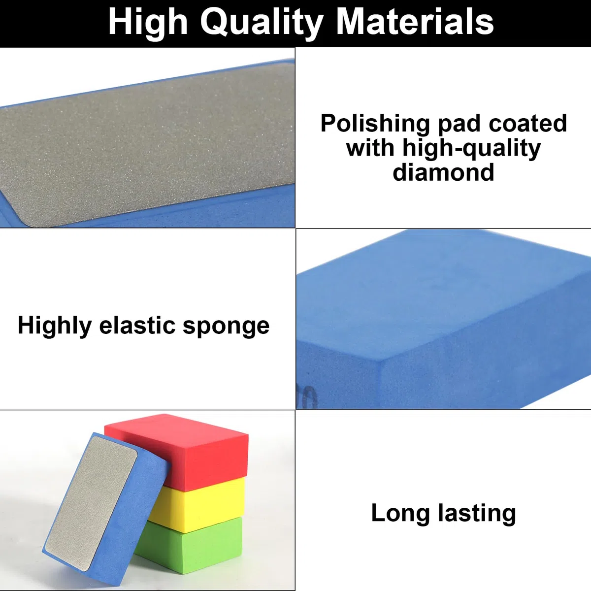 Tamponi per Lucidatura a Mano Diamantati, 4 Pezzi Blocchi Abrasivi Diamantati, Blocchi Abrasivi per Piastrelle Ceramica Granito Marmo Vetro Rettifica Grana (60# 100# 200# 400#)
