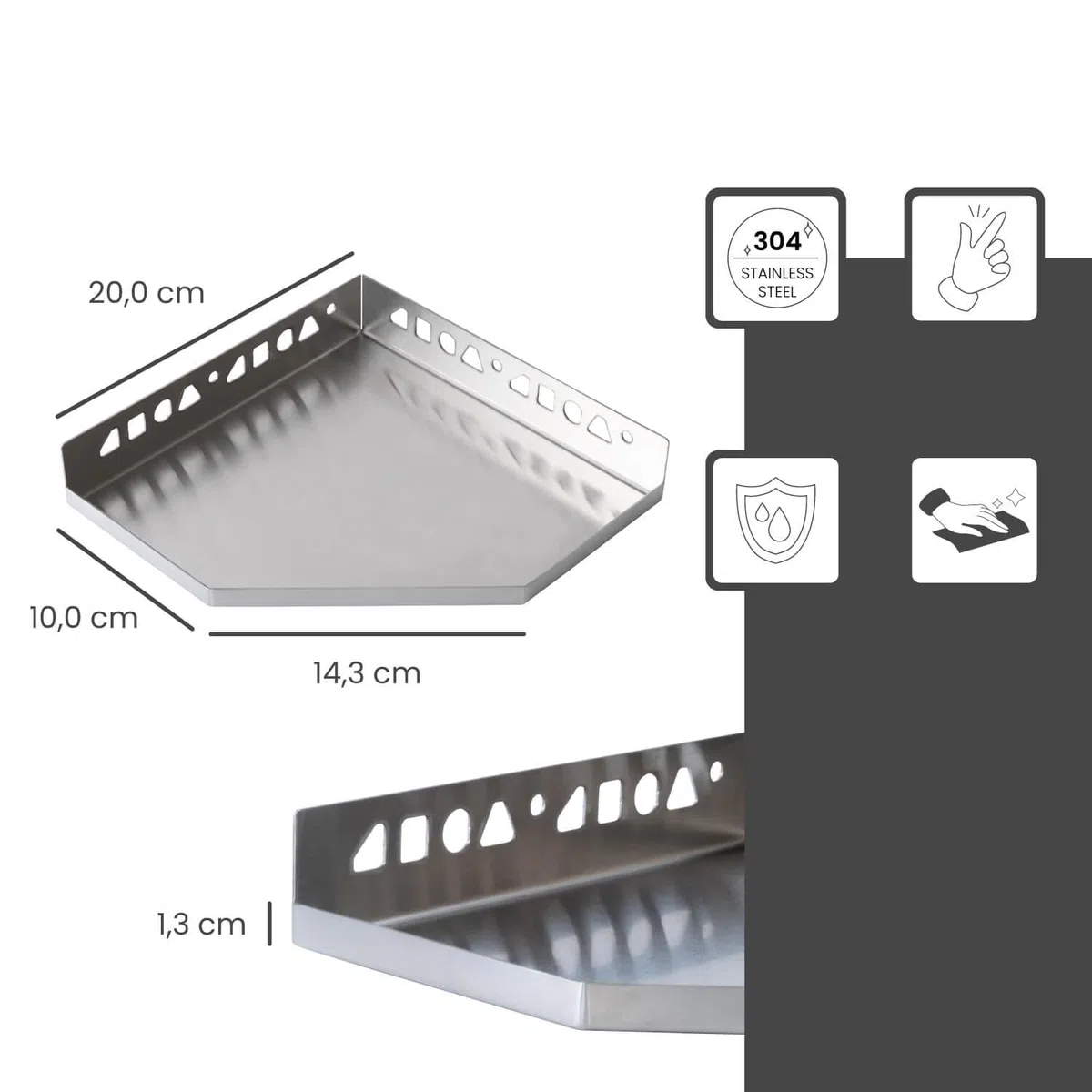 Piatto doccia piastrellabile 200mm x 200mm argento piatto doccia angolare per piastrelle, accessori bagno, acciaio inox resistente alla corrosione