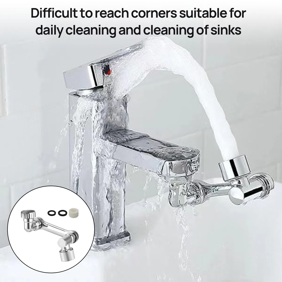 Adattatore per rubinetto di estensione, 1080 gradi, rubinetto di prolunga multifunzione, con adattatore per bagno e cucina