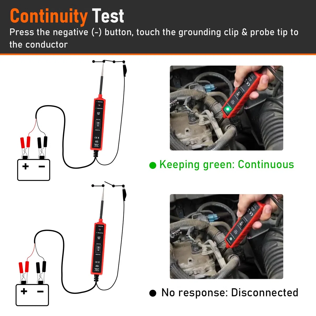 EXLECO Sonde per Tester per Circuiti CC 6V 12V 24V Car Circuit Tester Cerca Fusibili Professional Circuit Detector LED Cercafase Auto Luce di Prova Automobilistica Sonda per Circuiti di Potenza