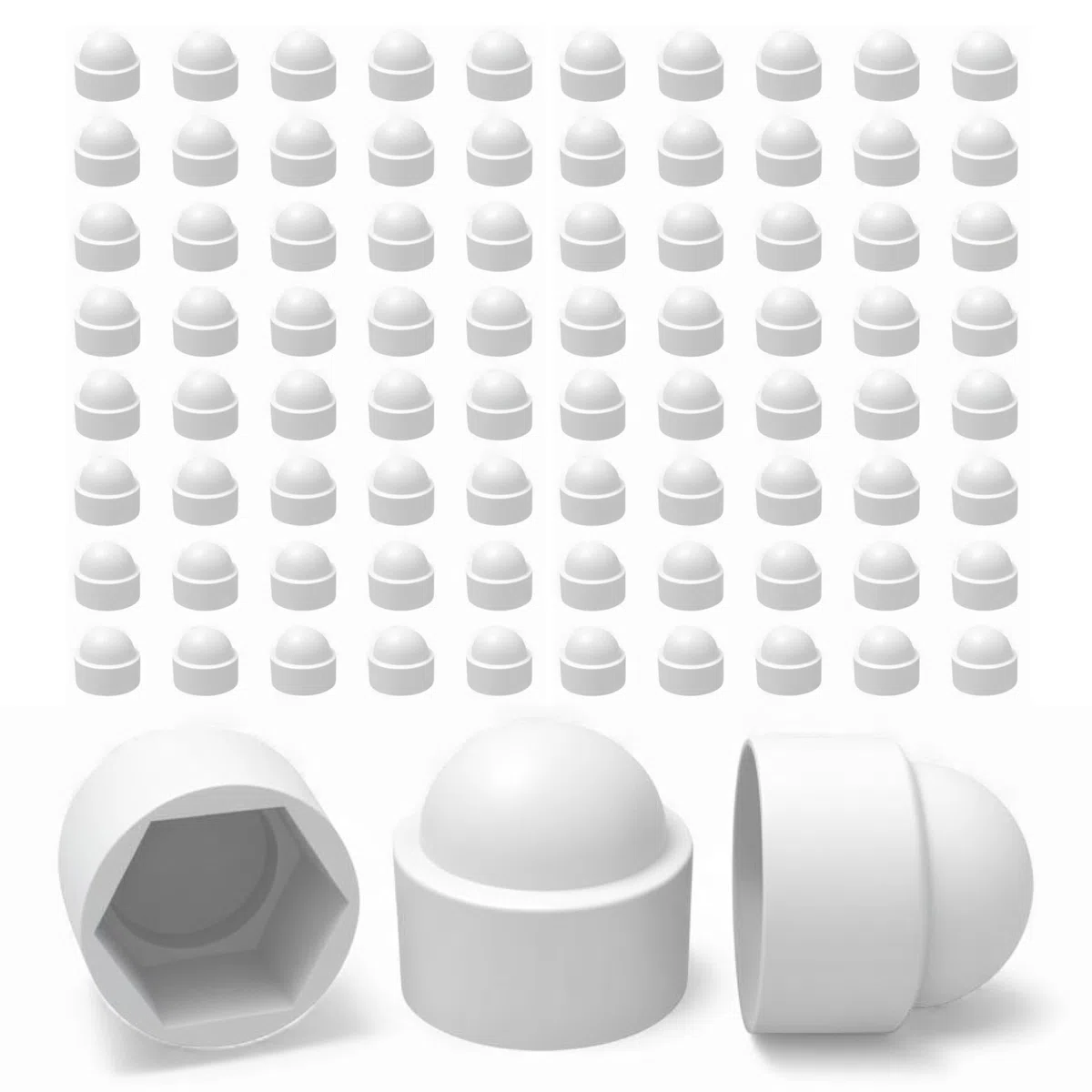 Ajile - 100 pezzi - Cappucci copri-dado M6, chiave di 10 mm, plastica Bianca - FAH210-L