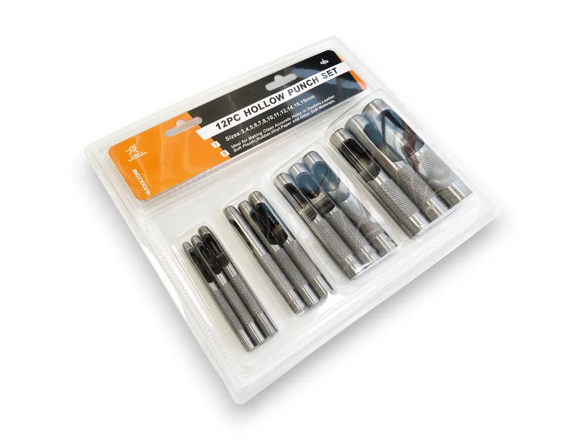 Toolzone PN104 3 – 19 mm Fustelle per fori circolari, per pelle/gomma/cartone/guarnizioni/plastica/carta – colore nero (12 pezzi)